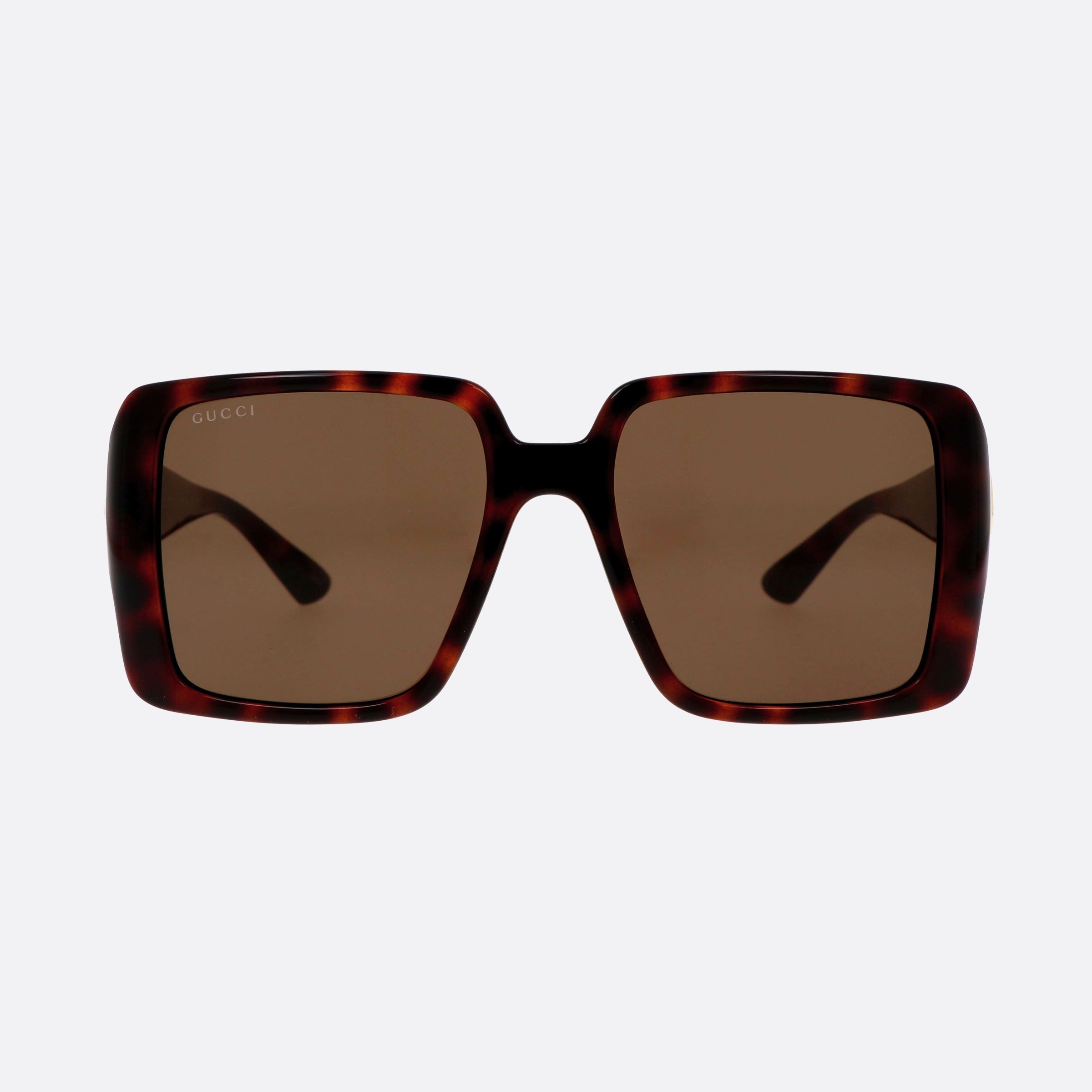 Gucci 54mm Logo Tortoise Square Woman Sunglasses - Side View