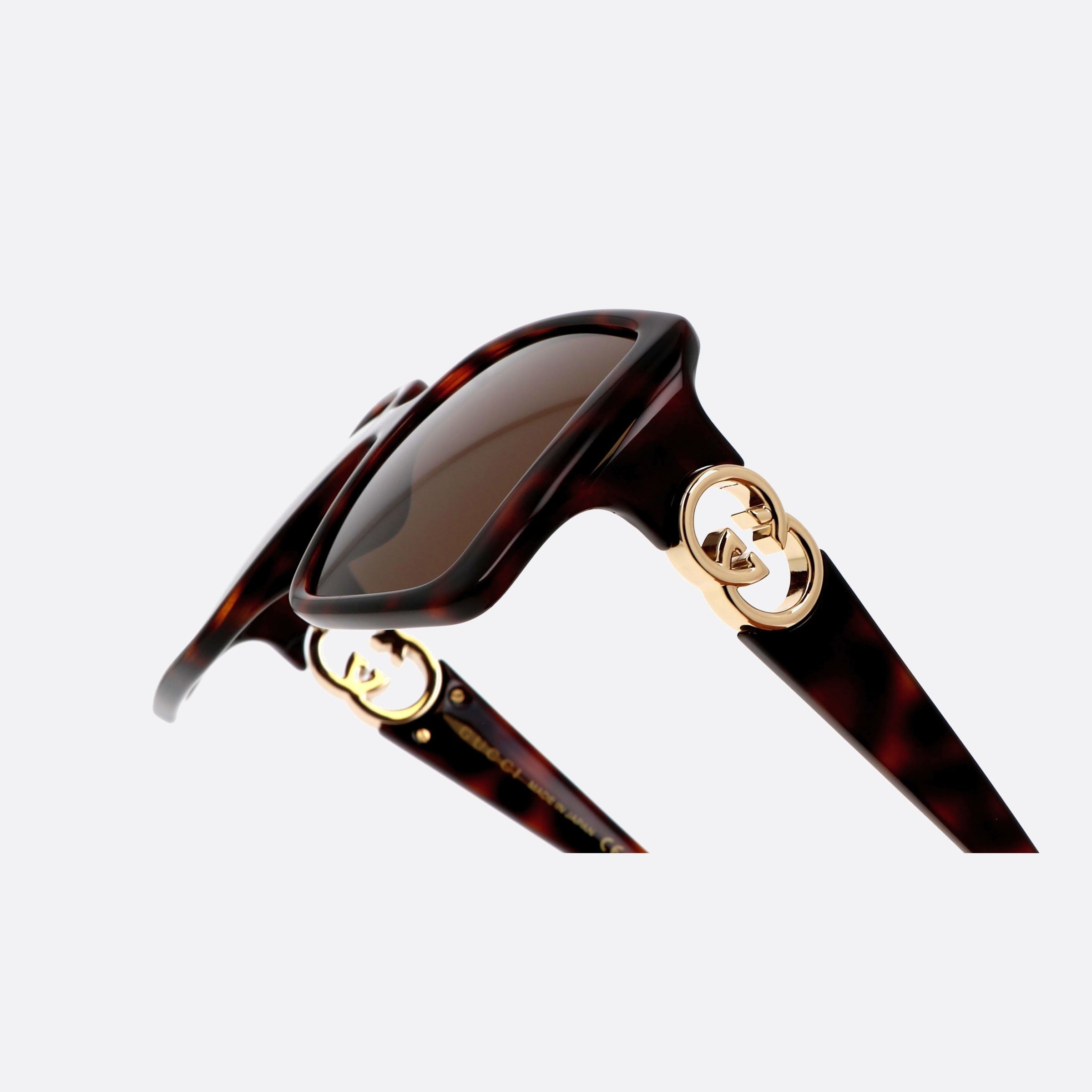 Gucci 54mm Logo Tortoise Square Woman Sunglasses - Lifestyle Shot