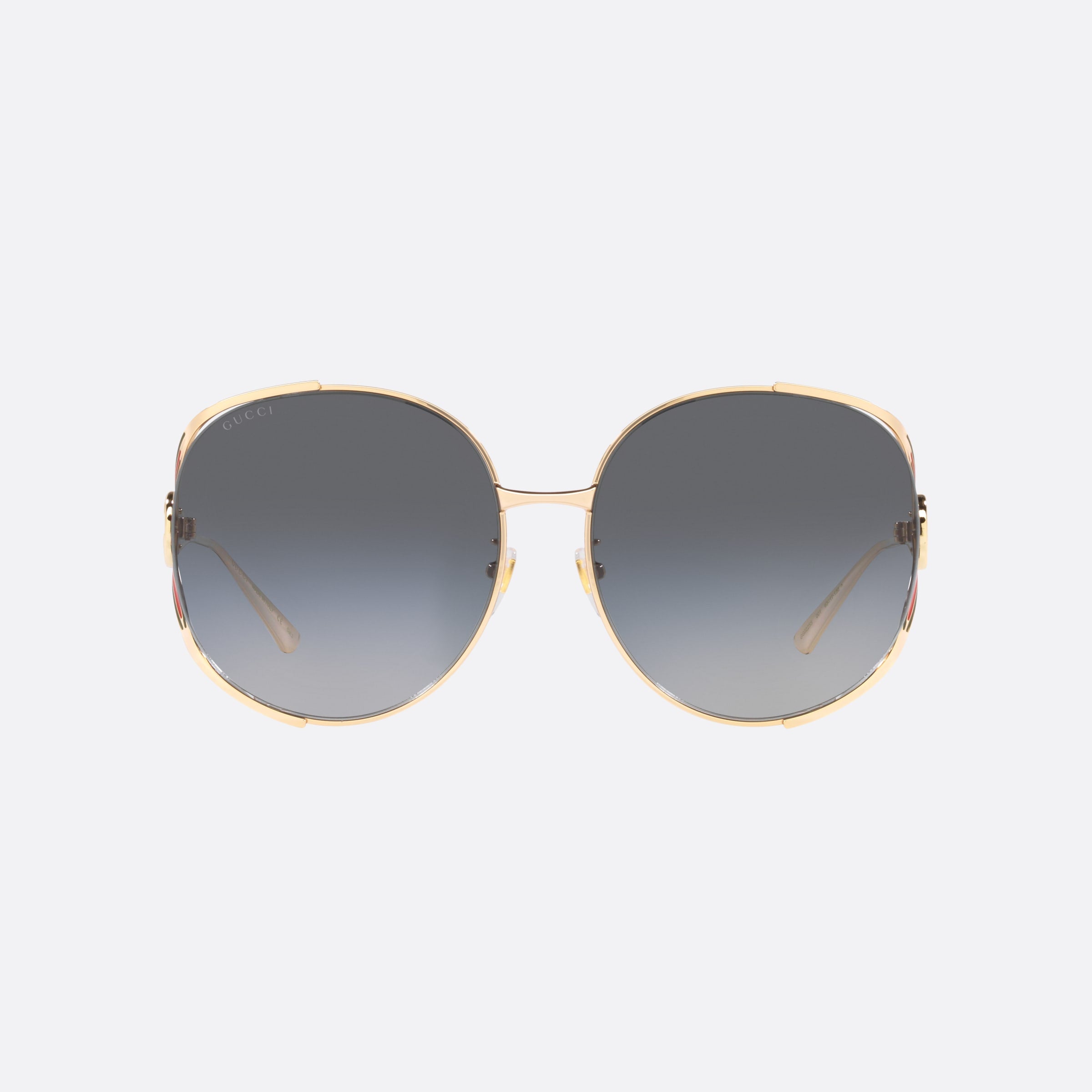 Gucci 63mm Gold Oval Woman Sunglasses - Side View