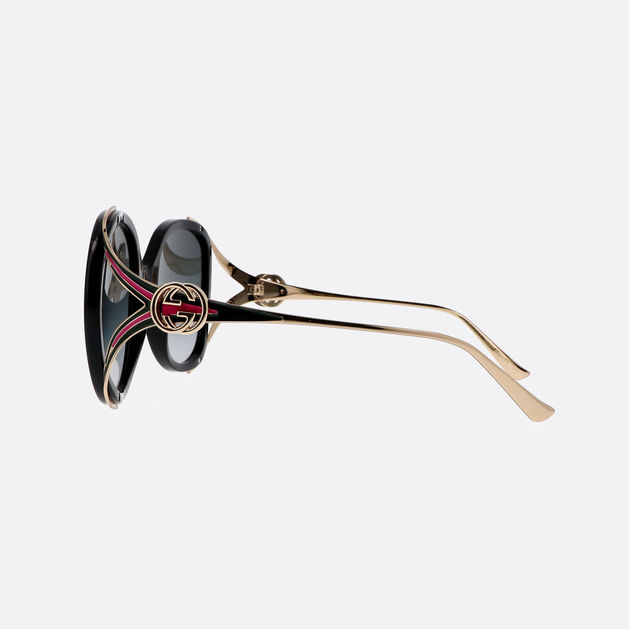 Gucci 56mm Black Square Unisex Sunglasses - Detail View