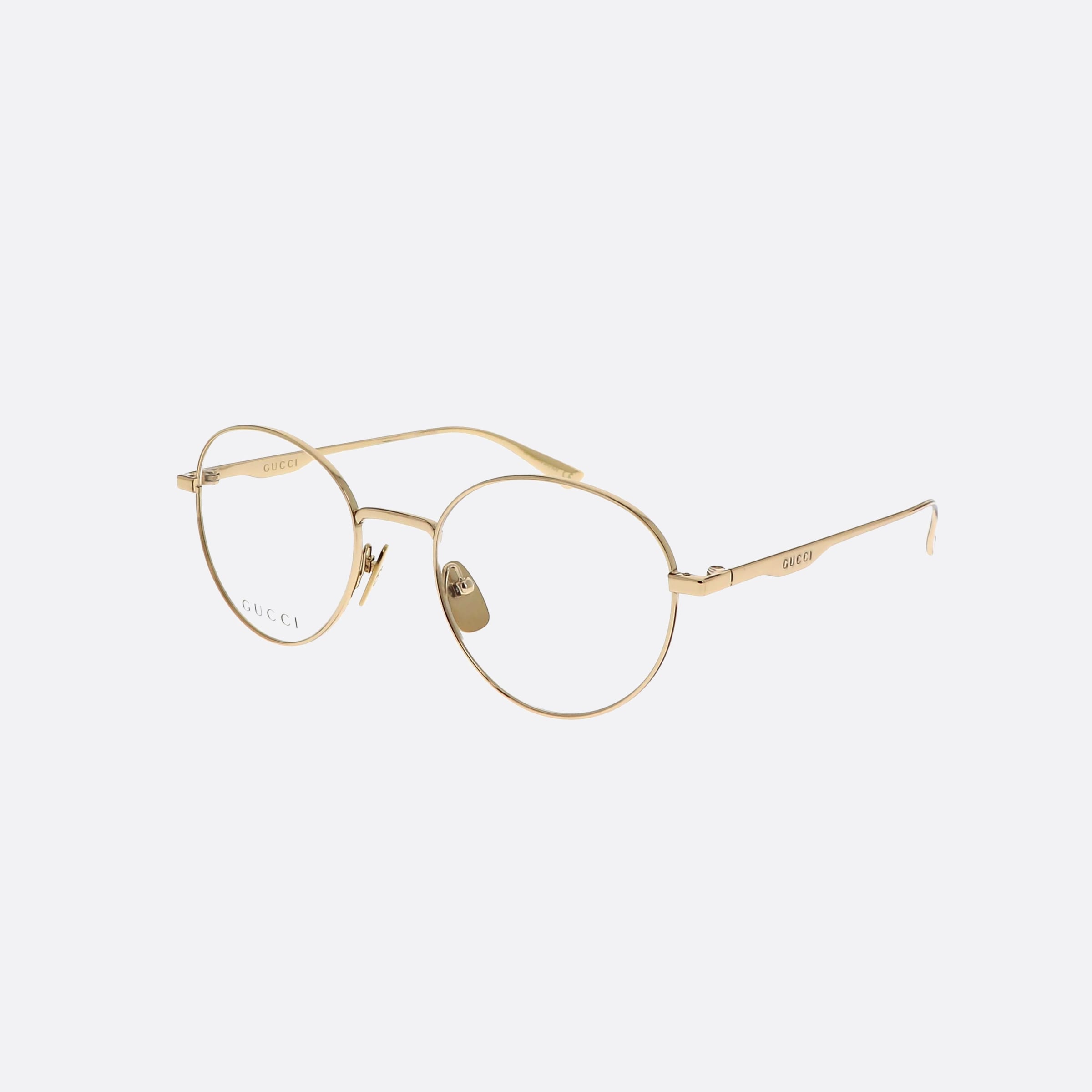 Gucci 51mm Gold Round Unisex Eyeglasses - Main View