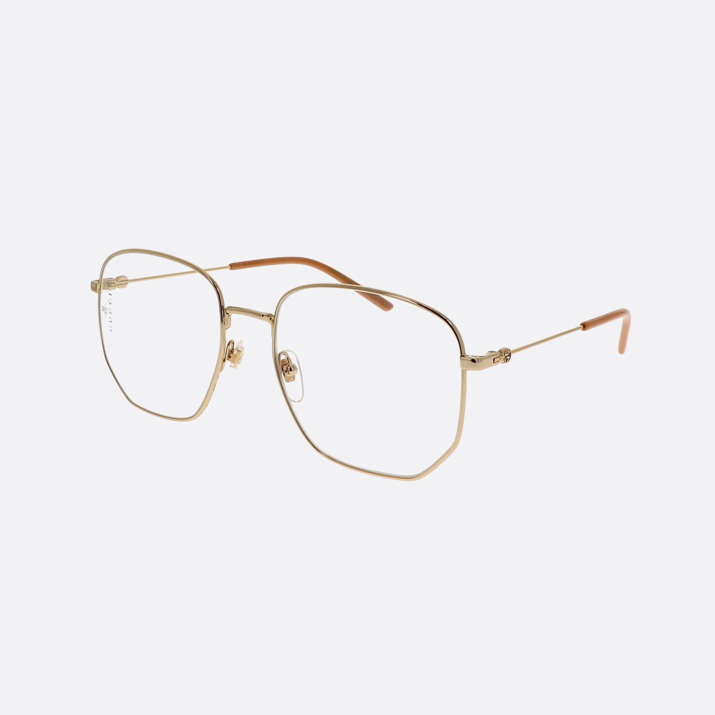 Gucci 56mm Gold Rectangle Unisex Eyeglasses - Main View