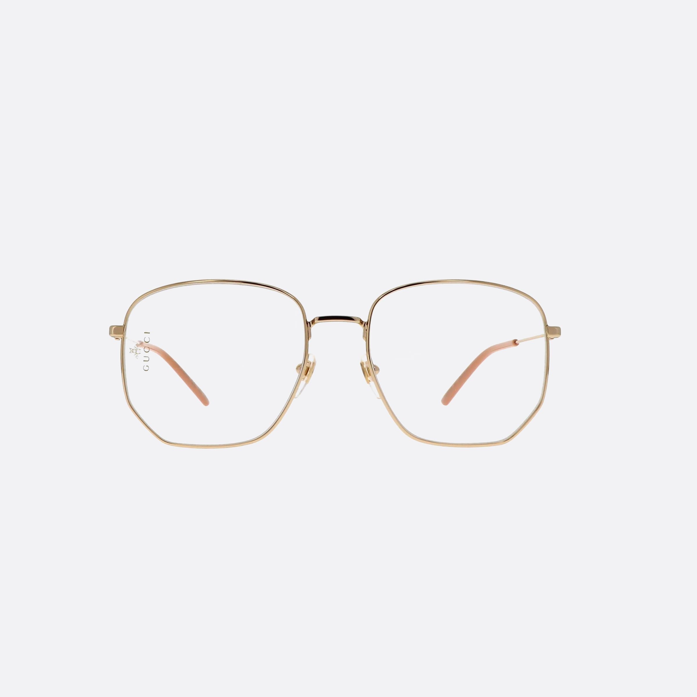 Gucci 56mm Gold Rectangle Unisex Eyeglasses - Side View