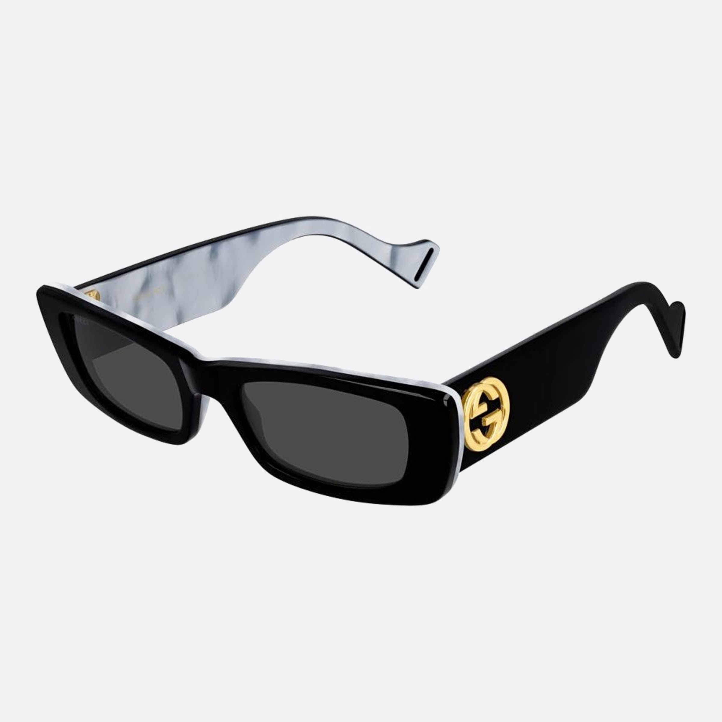 Gucci 52mm Black Rectangle Woman Sunglasses - Side View