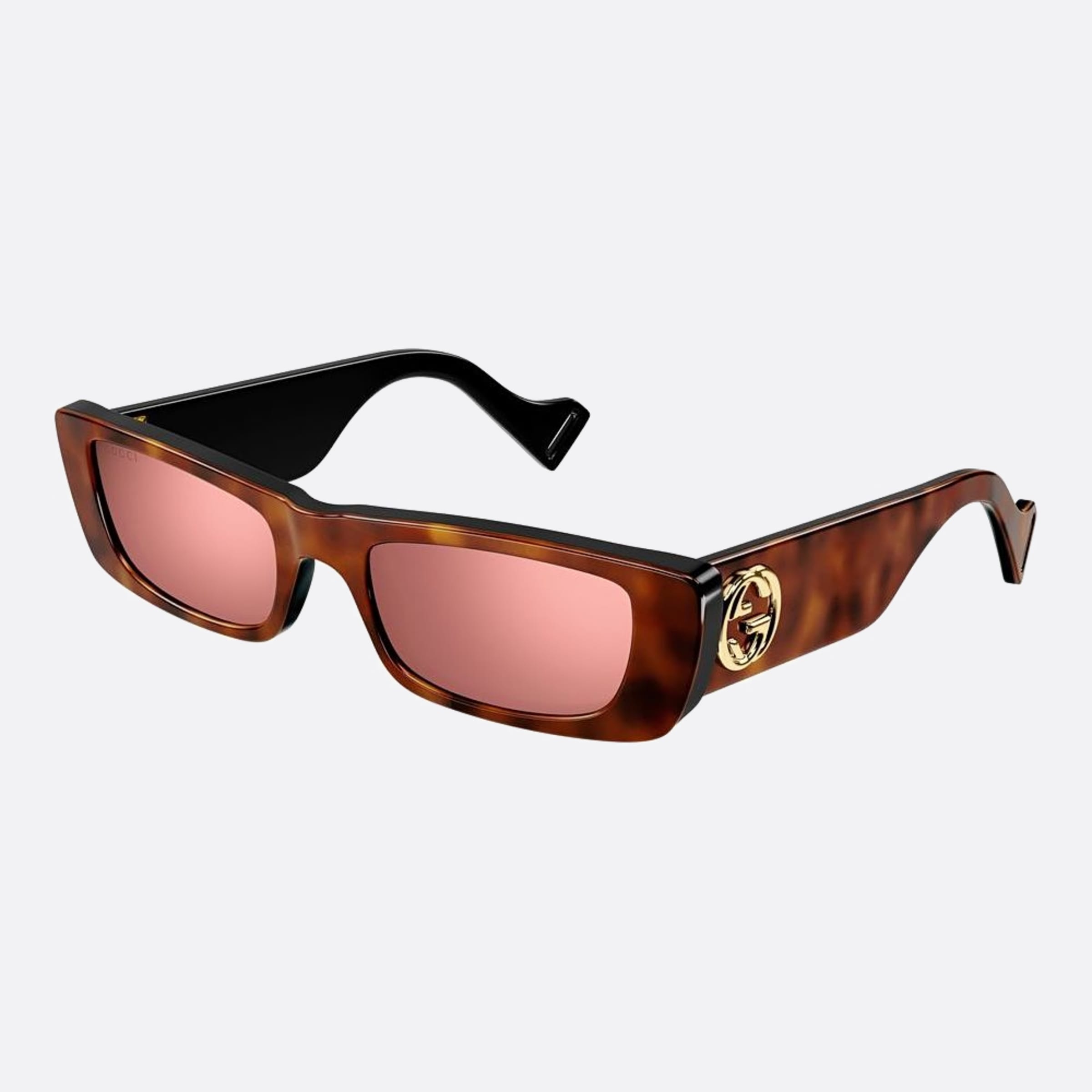Gucci 52mm Havana Rectangle Women Sunglasses - Side View