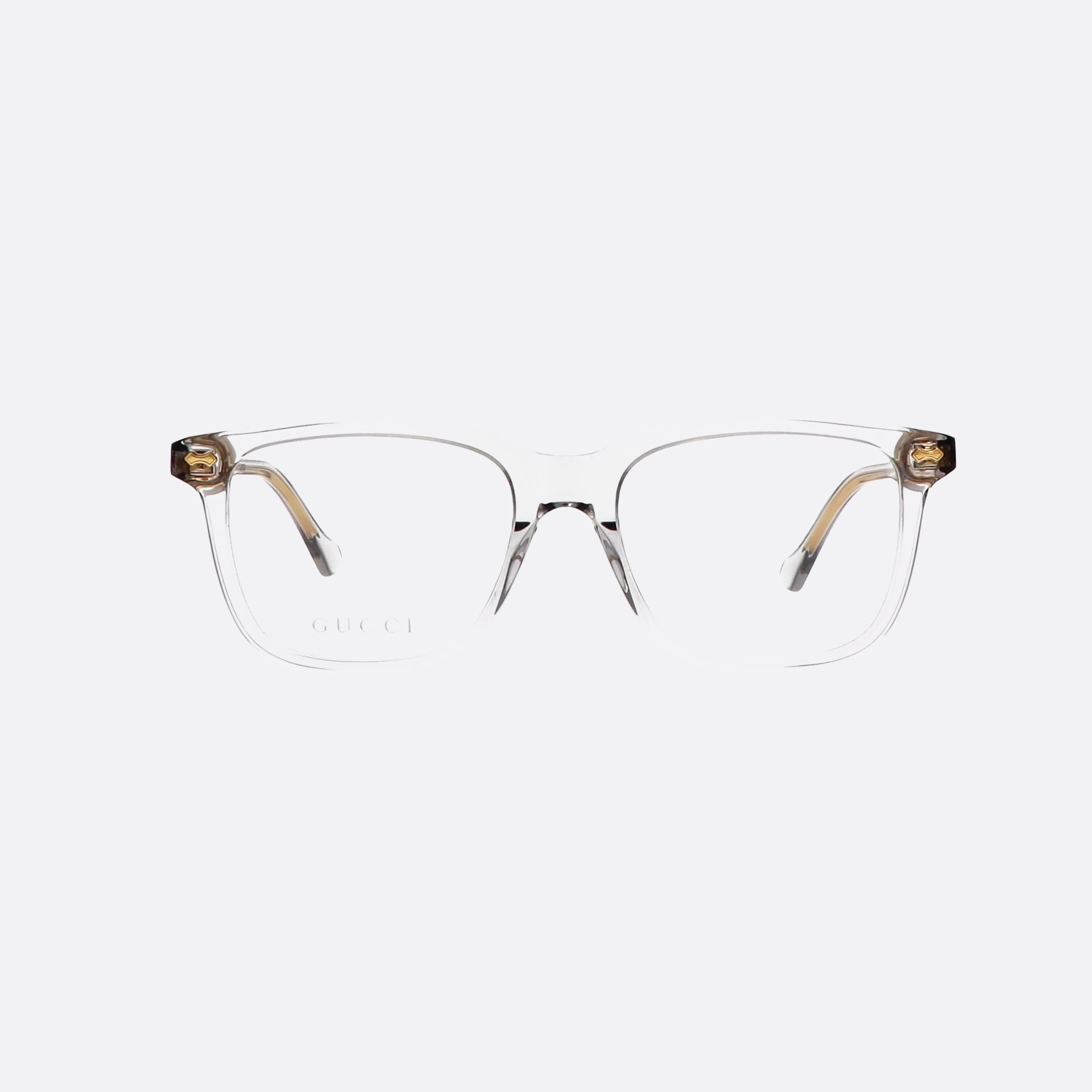 Gucci 53mm Trgy Grey Squared Men Eyeglasses - Side View