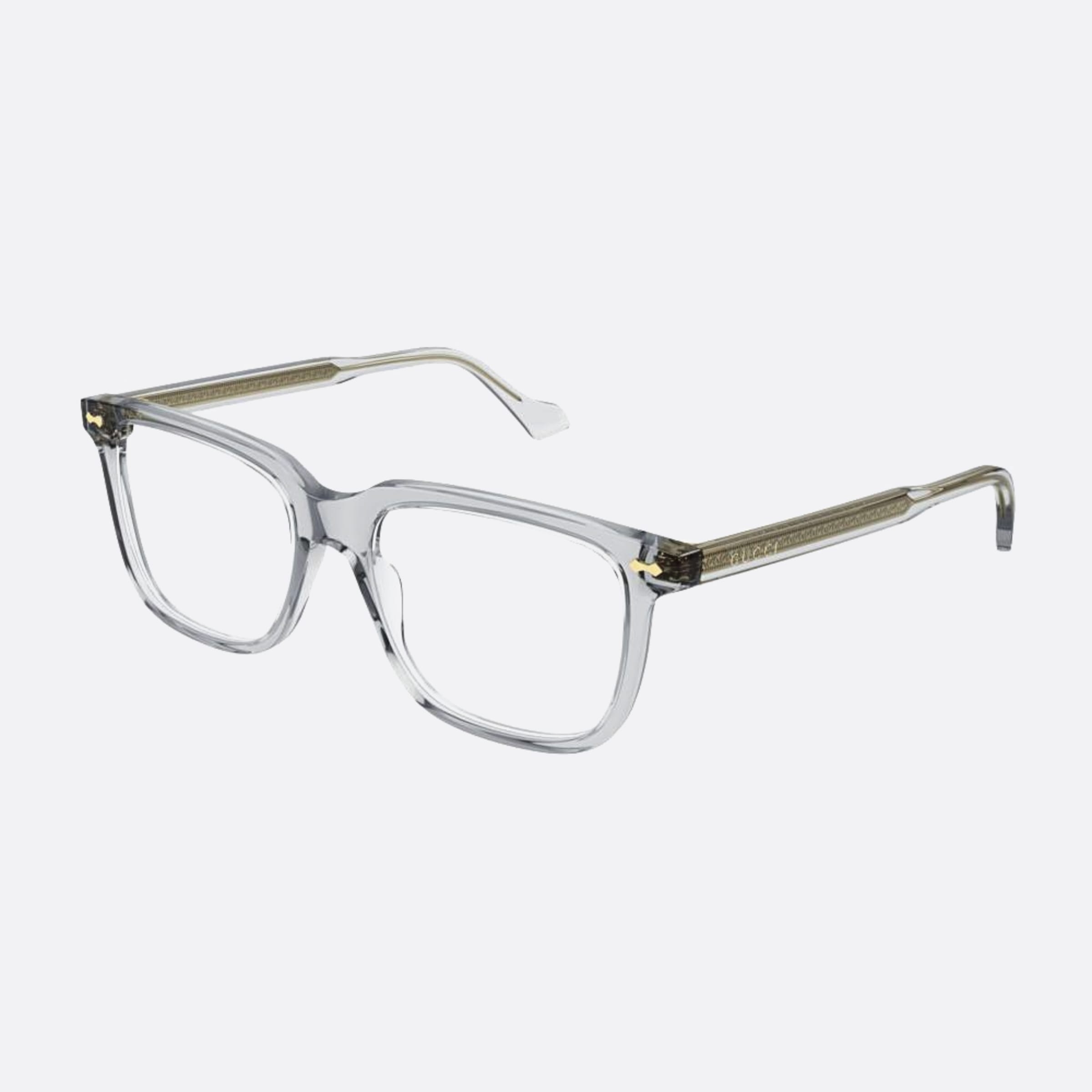 Gucci 56mm Trgy Grey Squared Man Eyeglasses - Side View