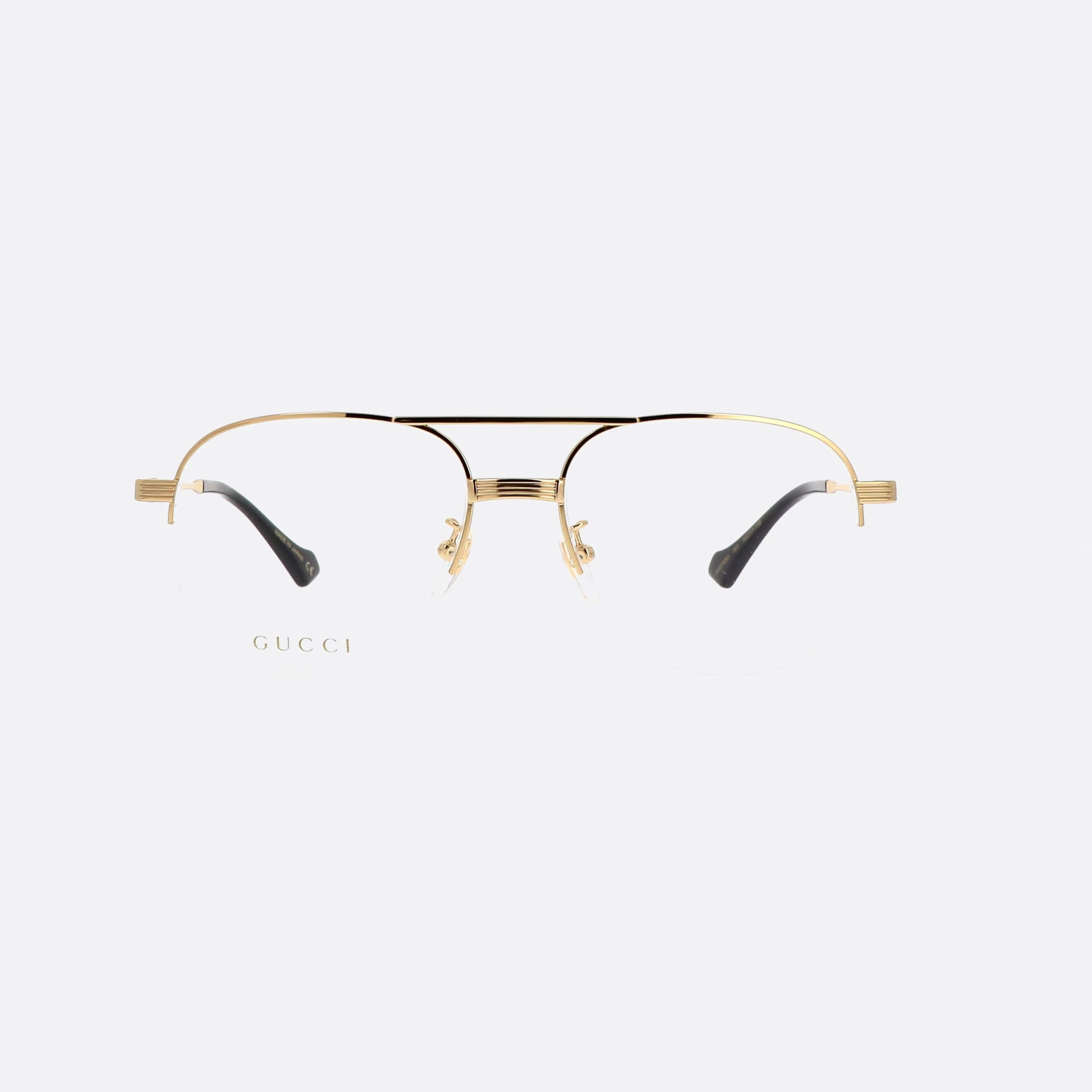 Gucci 54mm Gold Pilot Unisex Eyeglasses - Side View