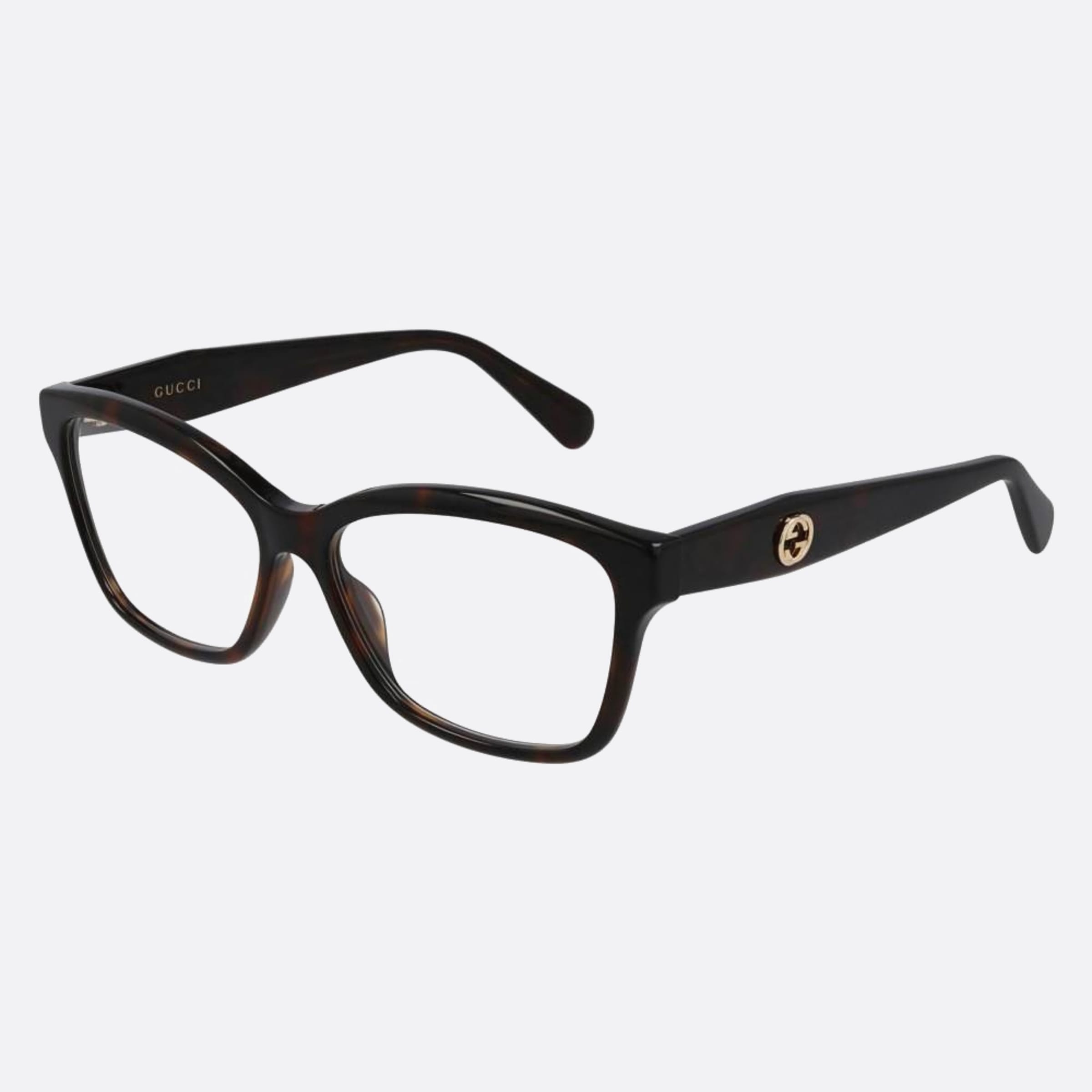 Gucci 55mm Havana Geometric Woman Eyeglasses - Side View