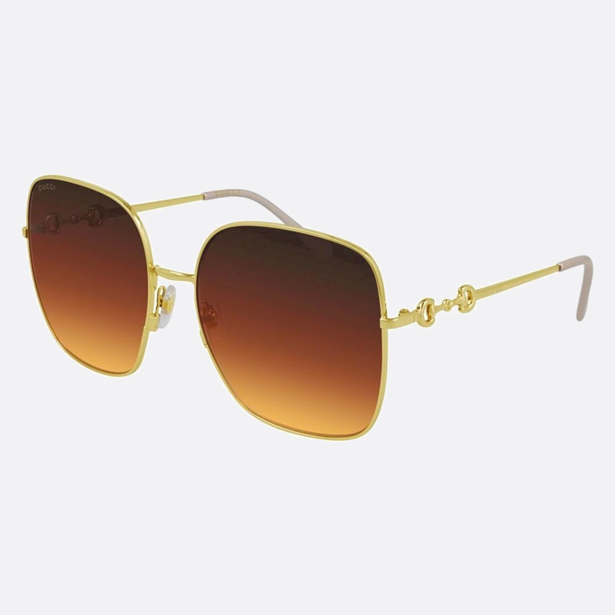 Gucci 61mm Gold Geometric Woman Sunglasses - Side View