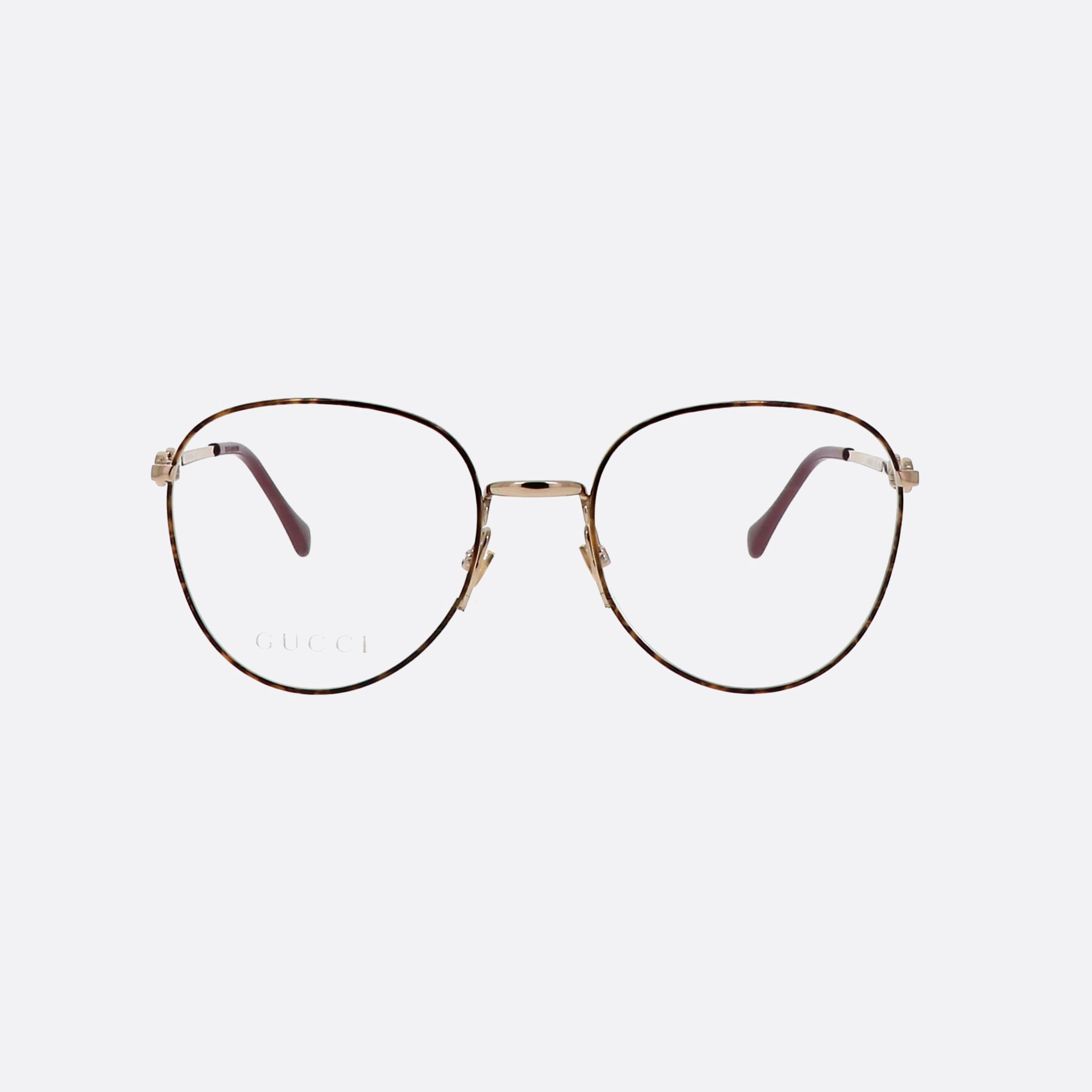 Gucci 51mm Havana Round Woman Eyeglasses - Side View