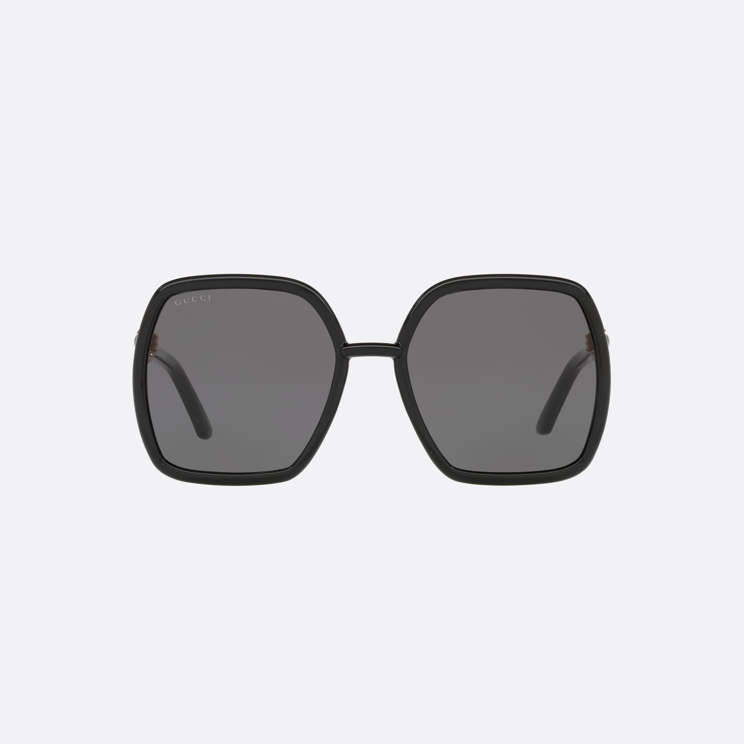 Gucci 55mm Black Rectangle Woman Sunglasses - Side View