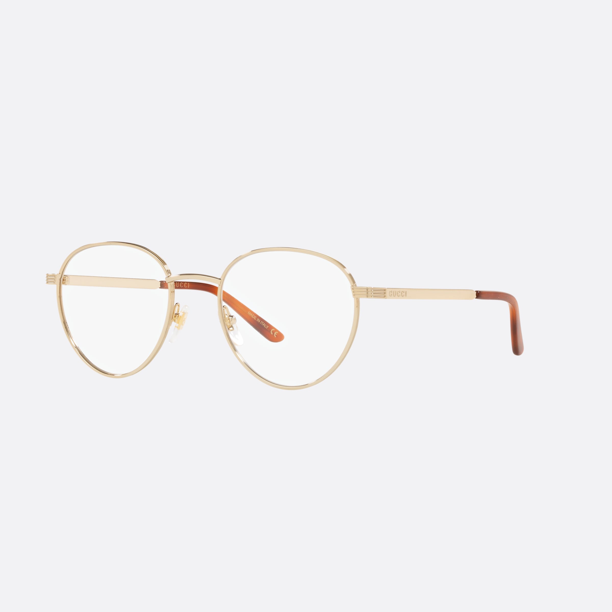 Gucci 51mm Gold Round Men Eyeglasses - Main View