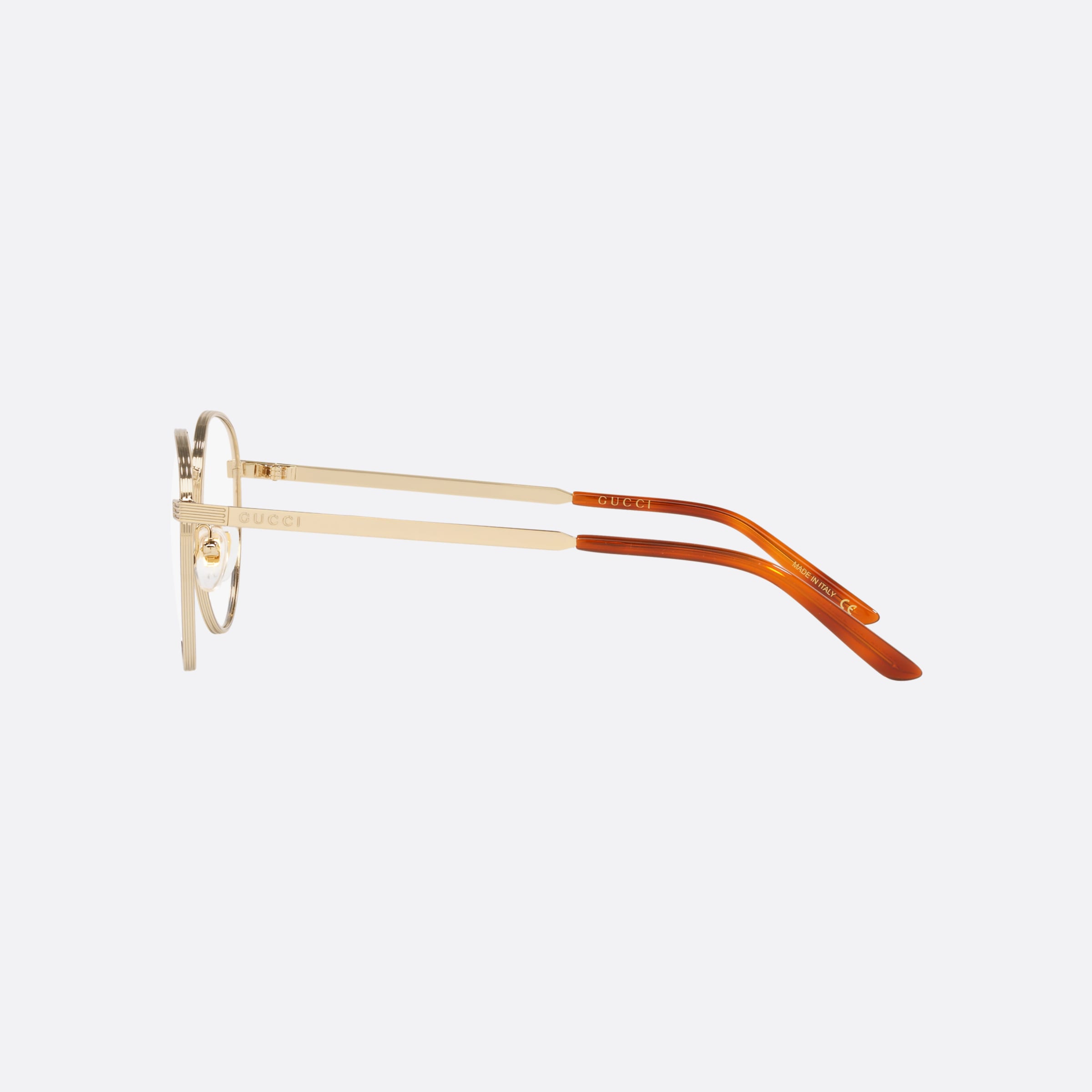 Gucci 51mm Gold Round Men Eyeglasses - Detail View
