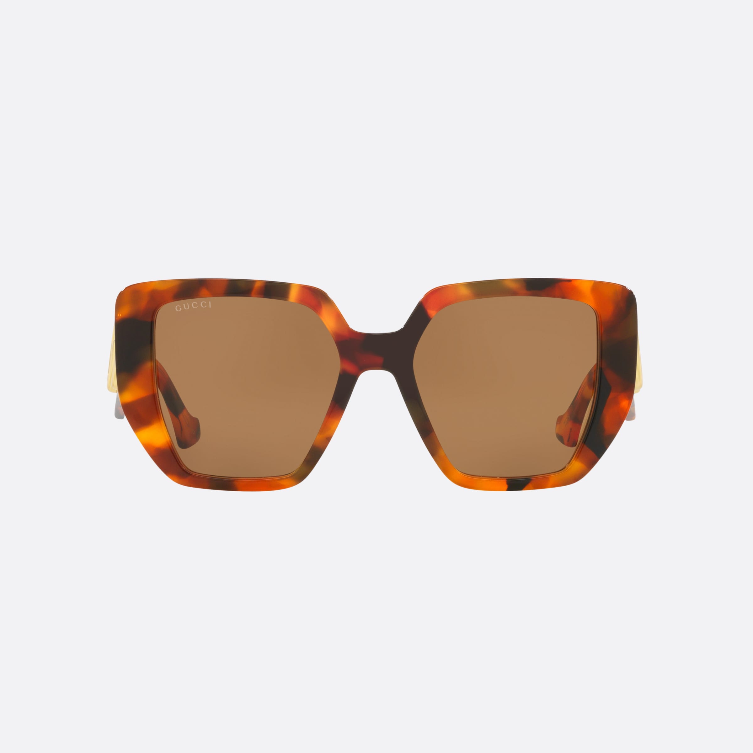 Gucci 54mm Tortoise Rectangle Woman Sunglasses - Side View