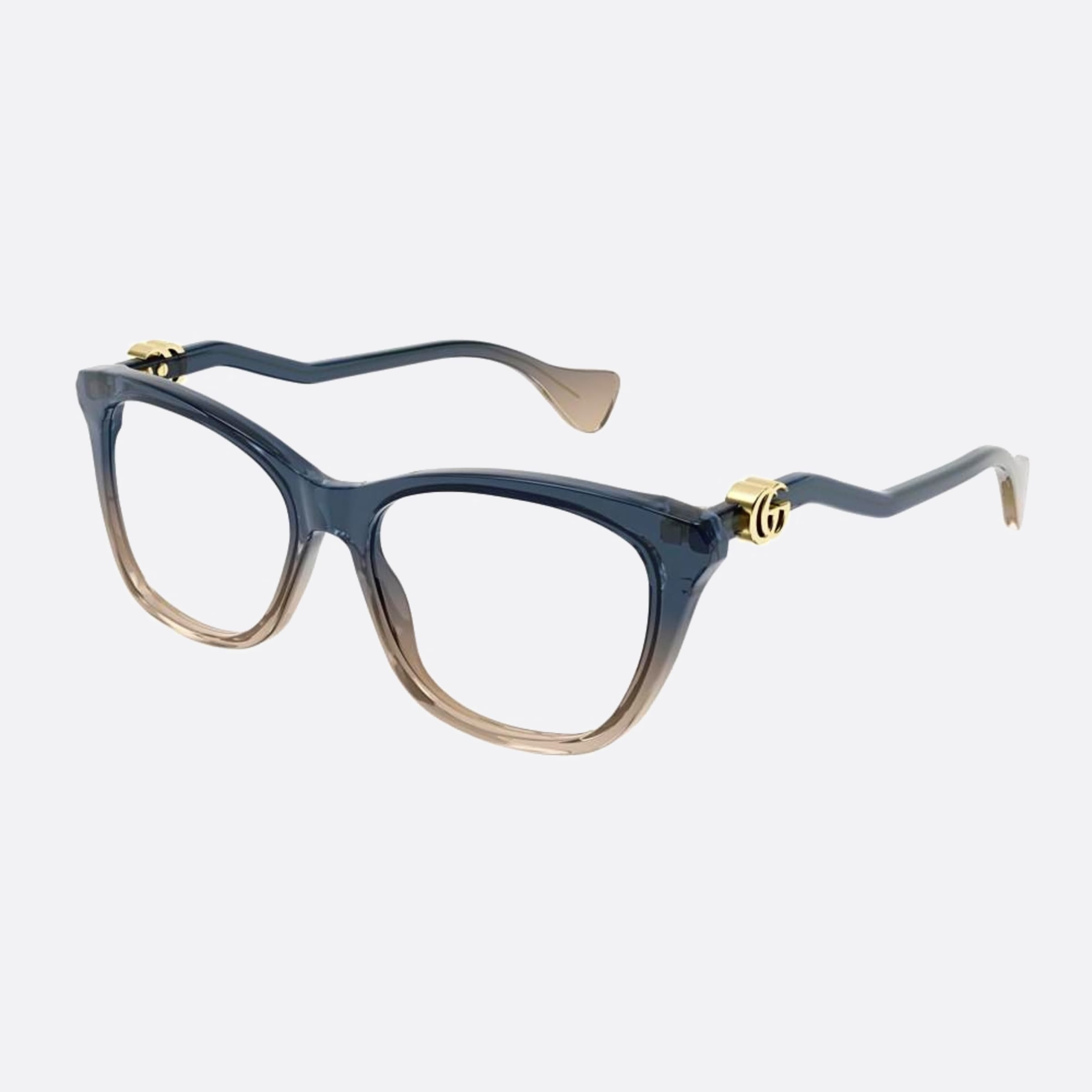 Gucci 54mm Blue Geometric Woman Eyeglasses - Side View
