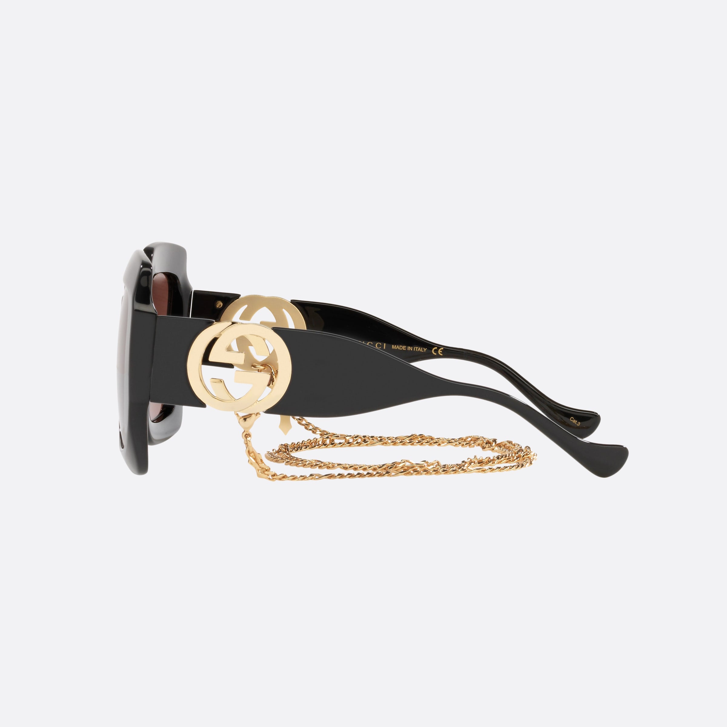 Gucci 54mm Black Rectangle Women Sunglasses - Detail View