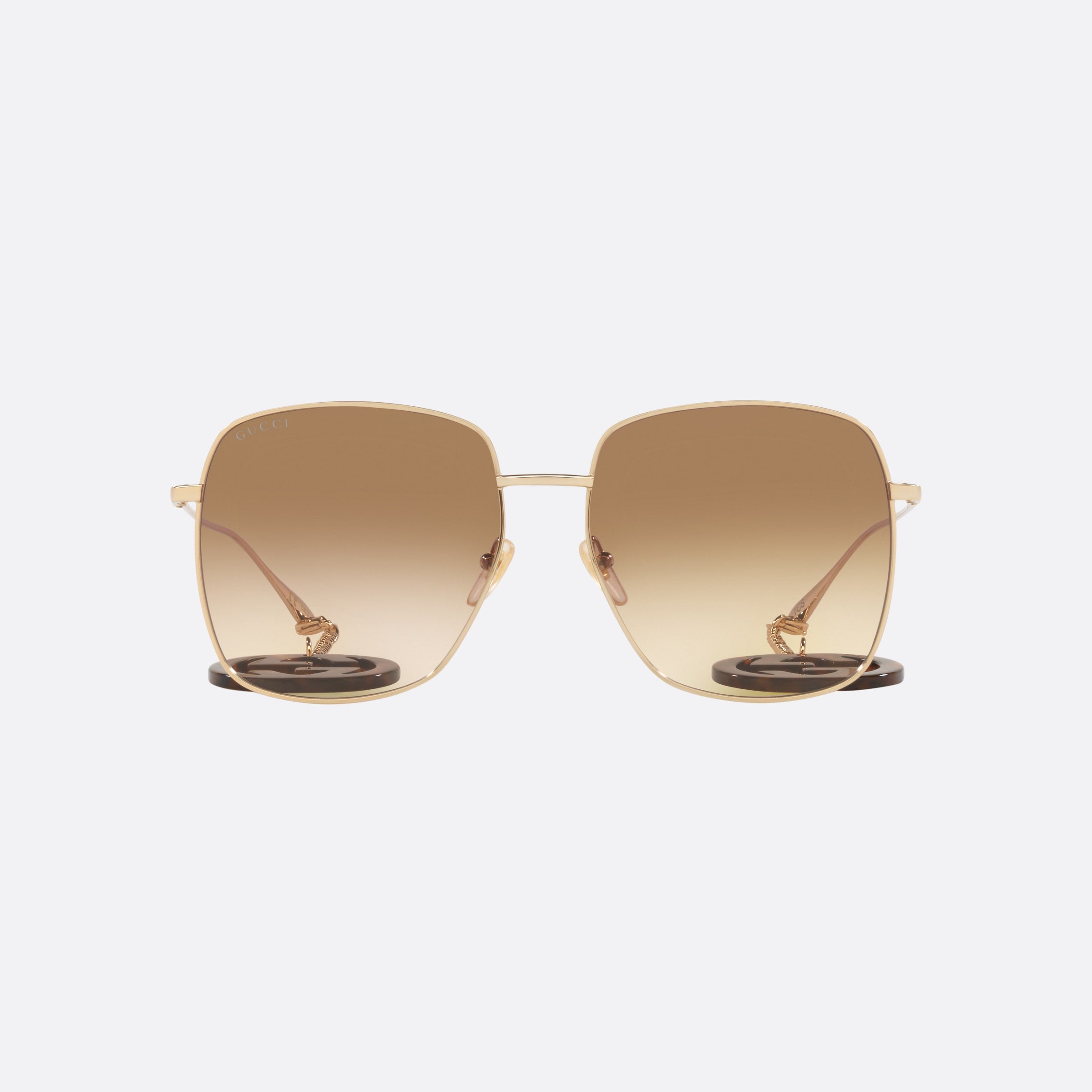 Gucci 59mm Fgh Gold Rectangle Polarized Woman Sunglasses - Side View