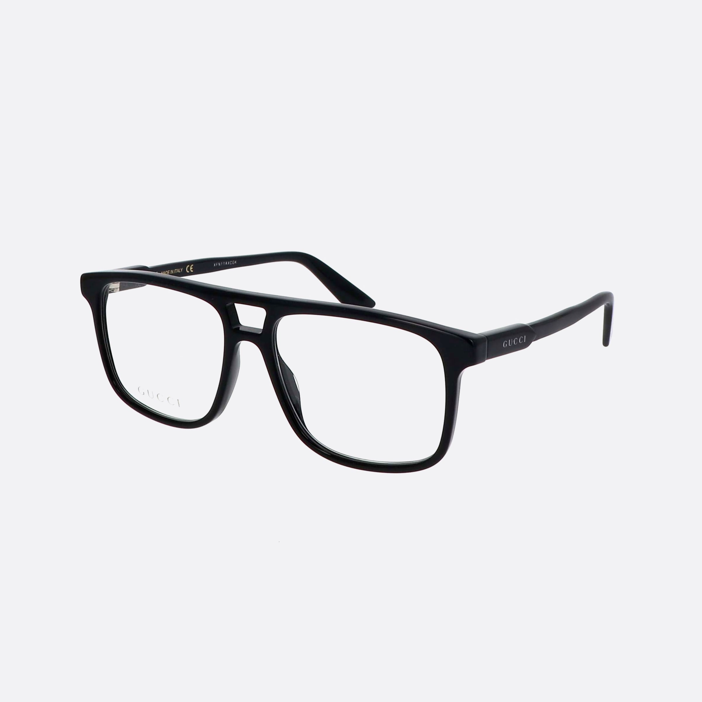 Gucci 55mm Black Rectangle Man Eyeglasses - Main View