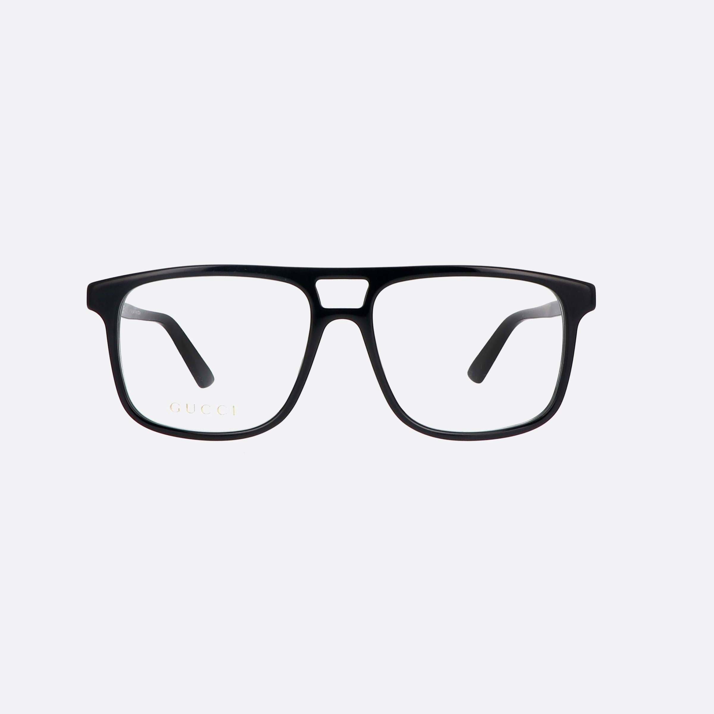 Gucci 55mm Black Rectangle Man Eyeglasses - Side View