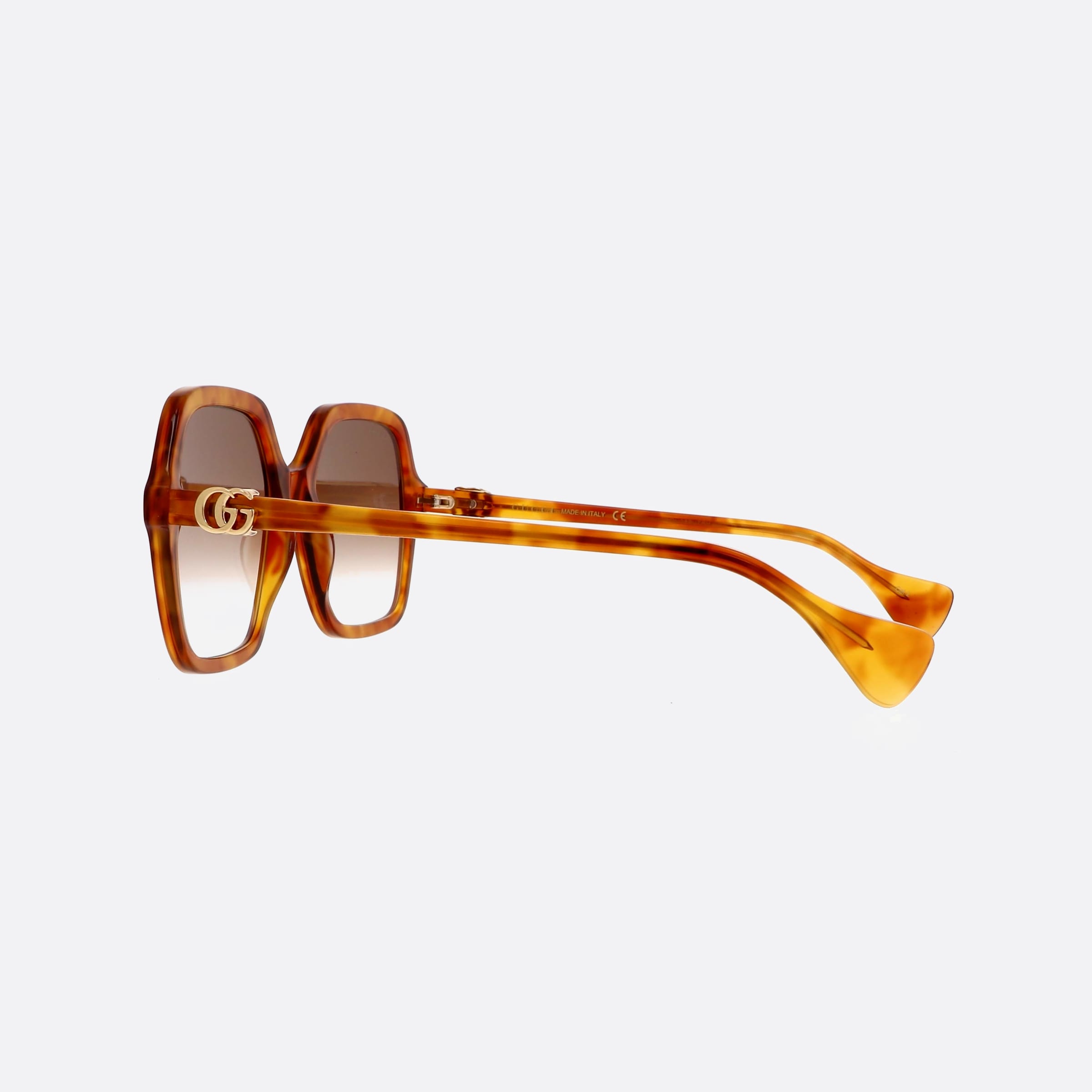 Gucci 56mm Tortoise Square Unisex Sunglasses - Detail View
