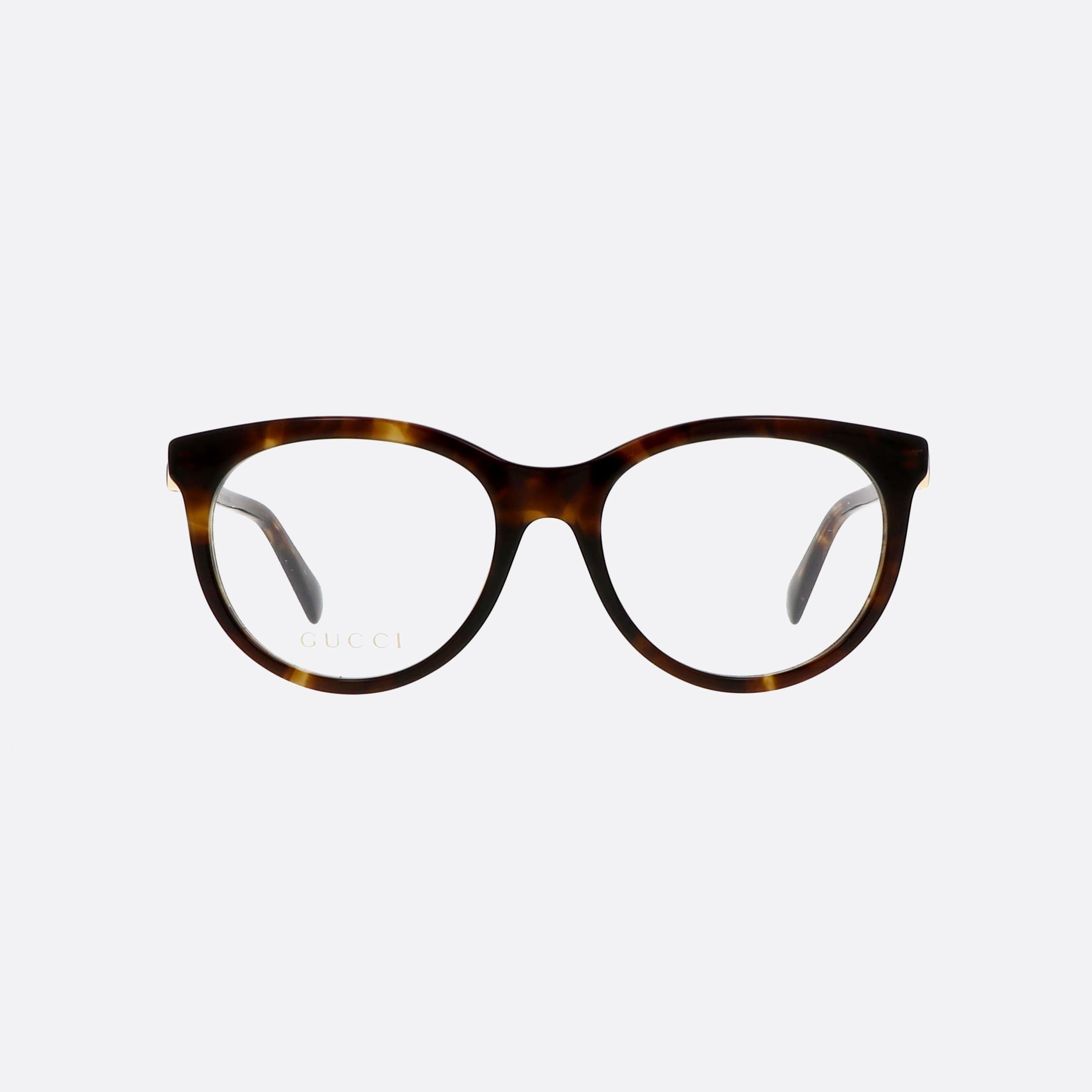 Gucci 53mm Havana Round Woman Eyeglasses - Side View