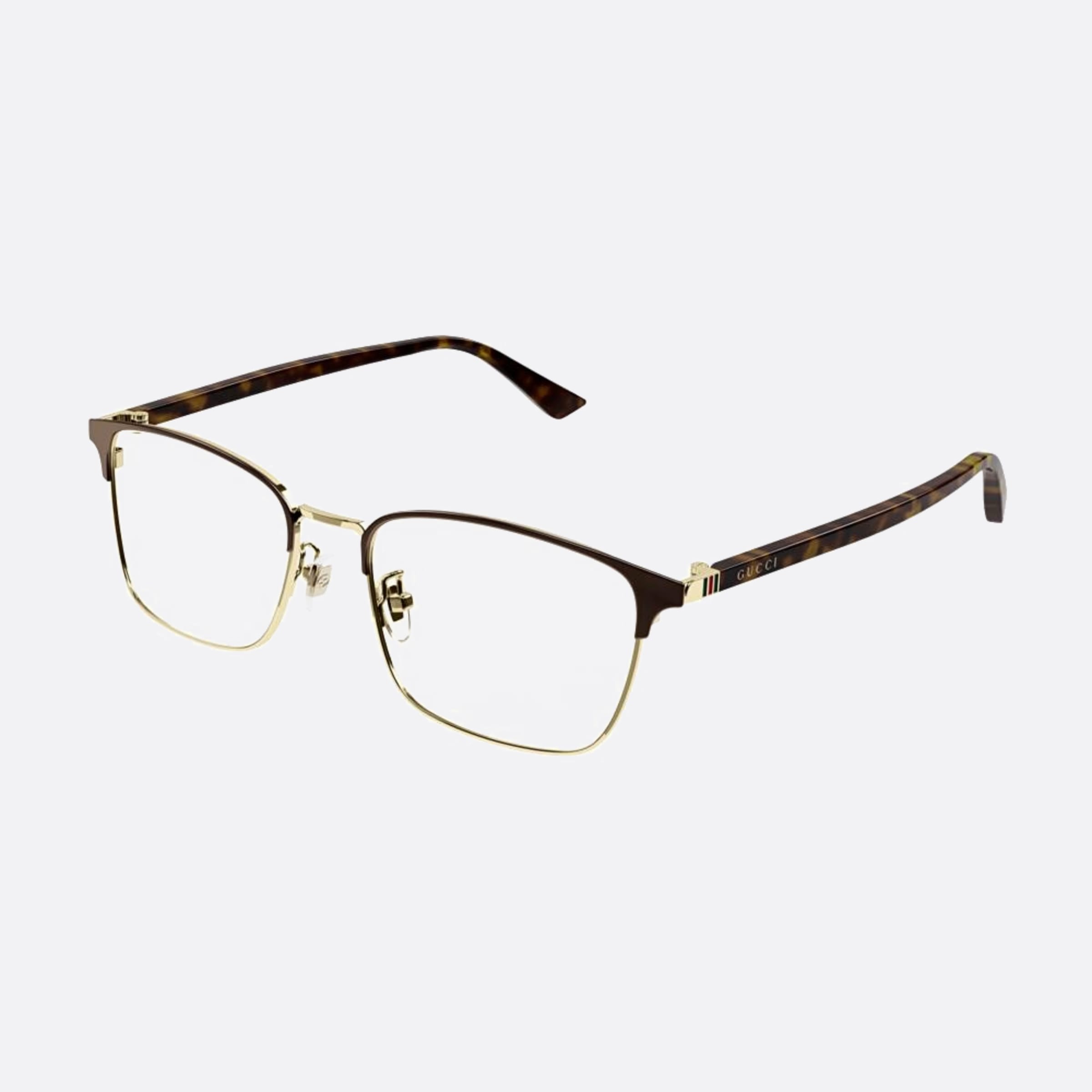 Gucci 55mm Hvgld Havana Squared Men Eyeglasses - Side View