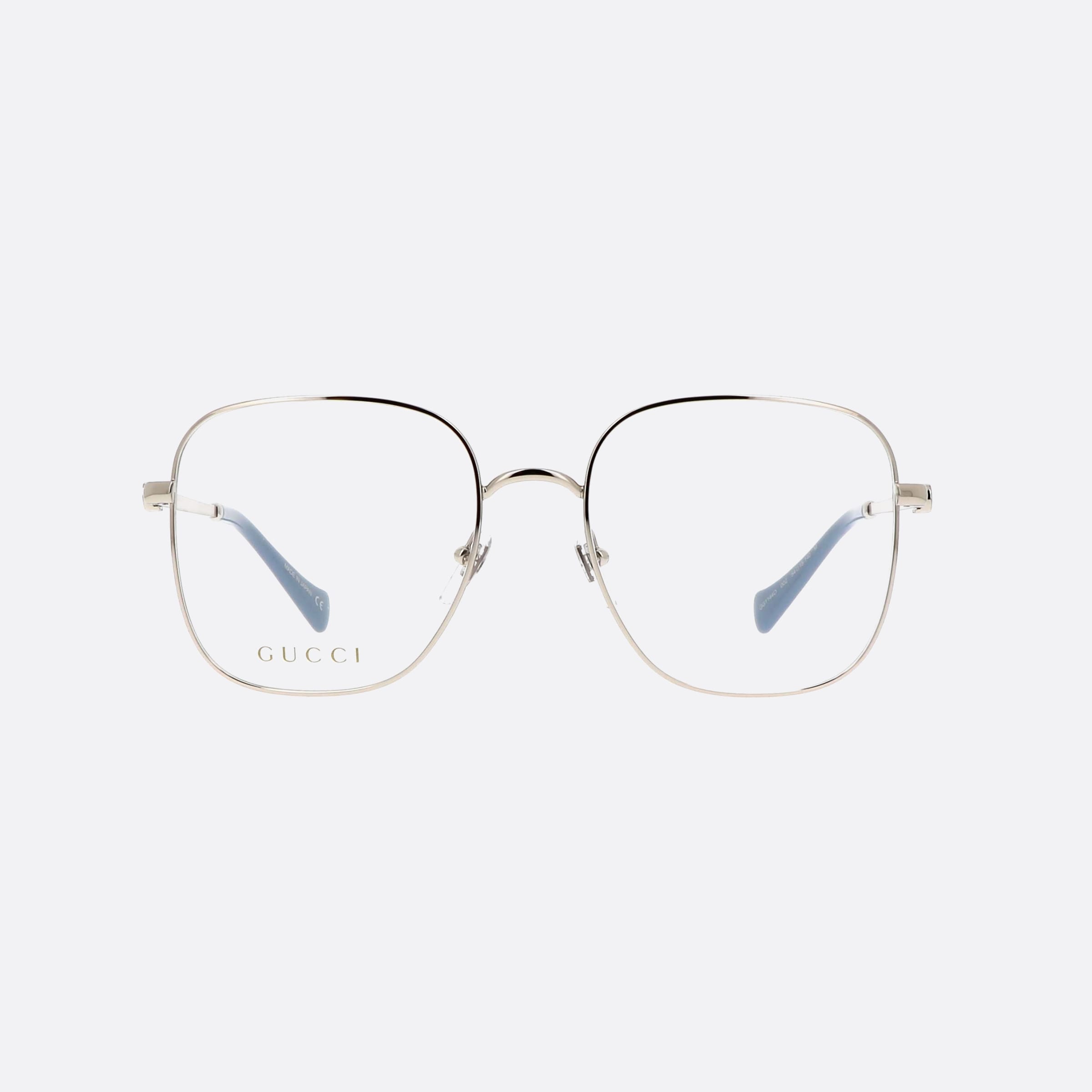 Gucci 54mm Silver Square Women Eyeglasses - Side View