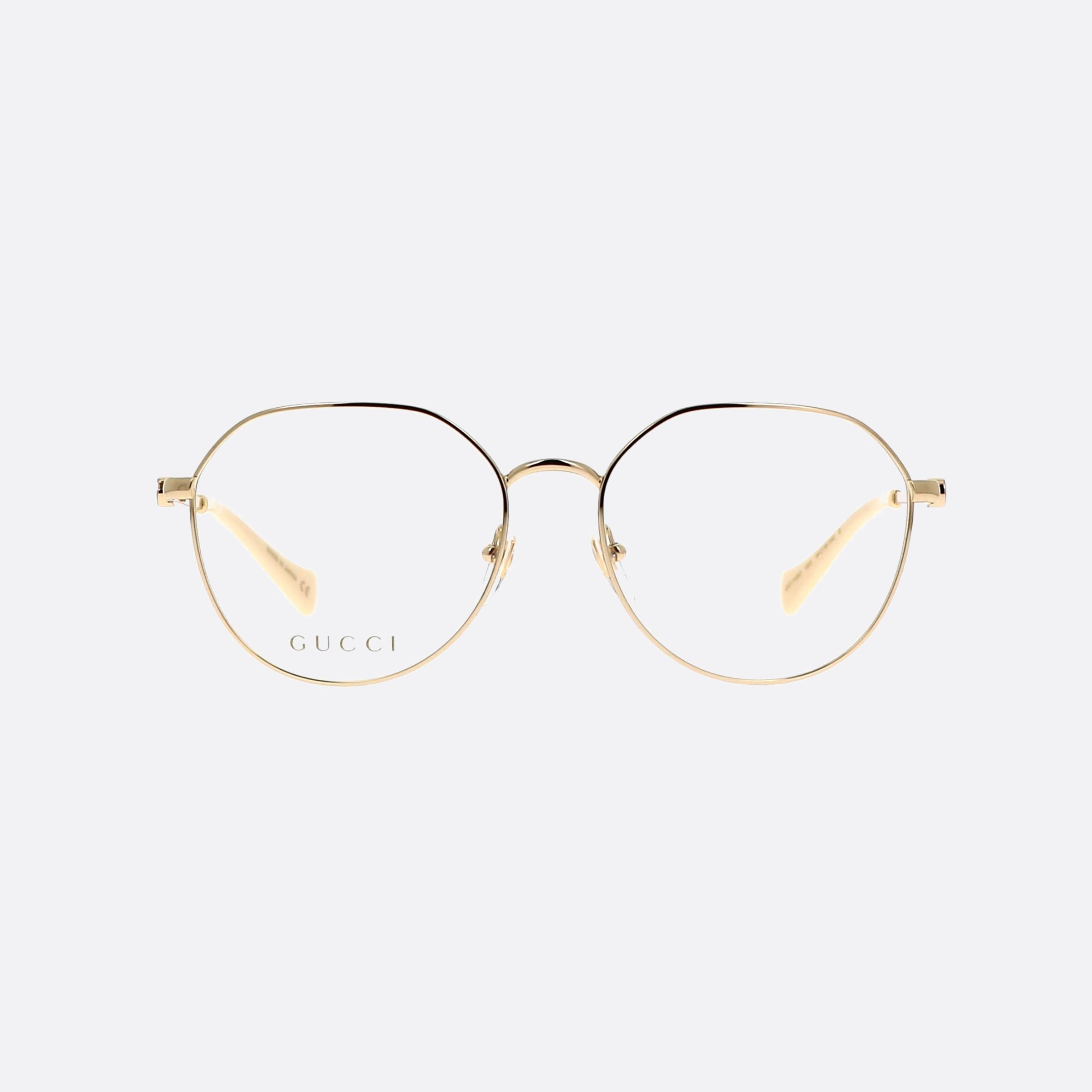 Gucci 54mm Gold Round Woman Eyeglasses - Side View