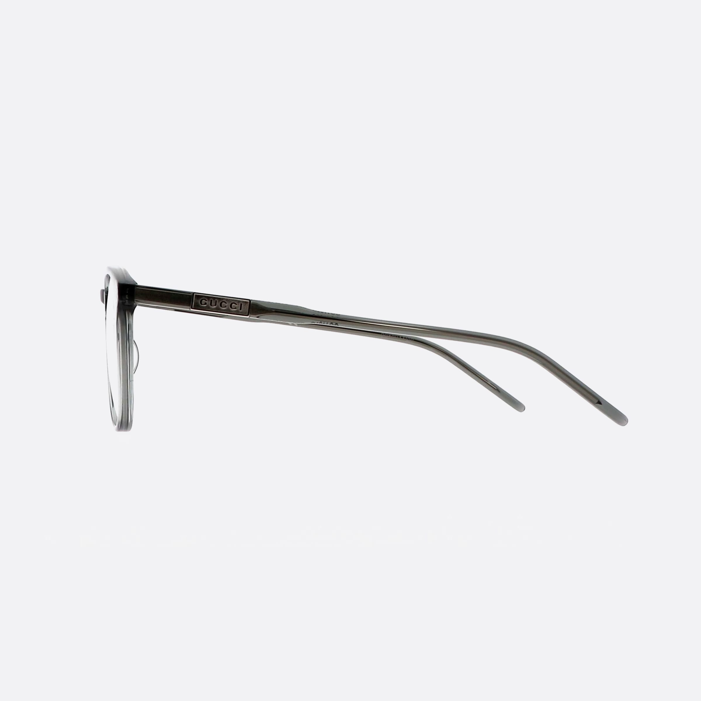 Gucci 51mm Grey Oval Man Eyeglasses - Detail View