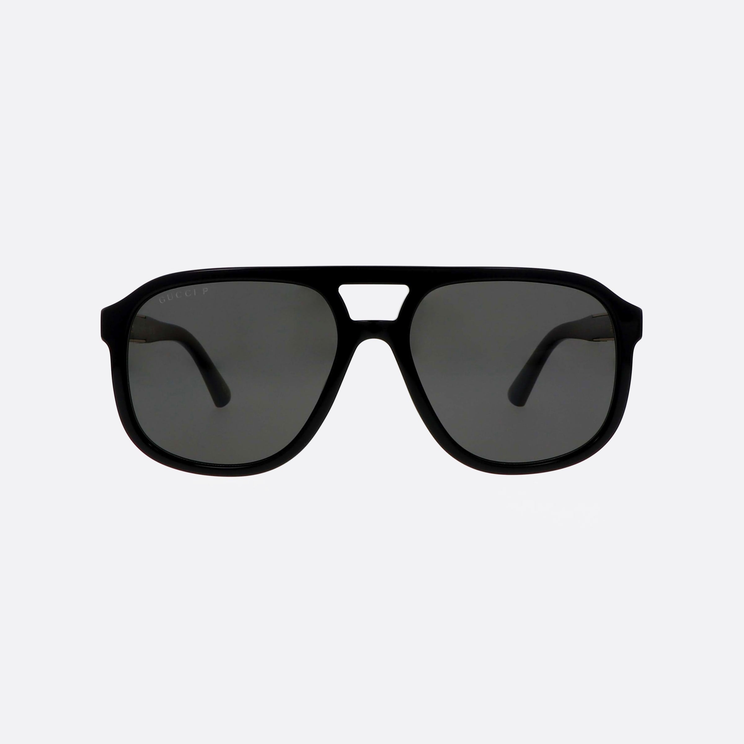 Gucci 58mm Black Pilot Polarized Unisex Sunglasses - Side View