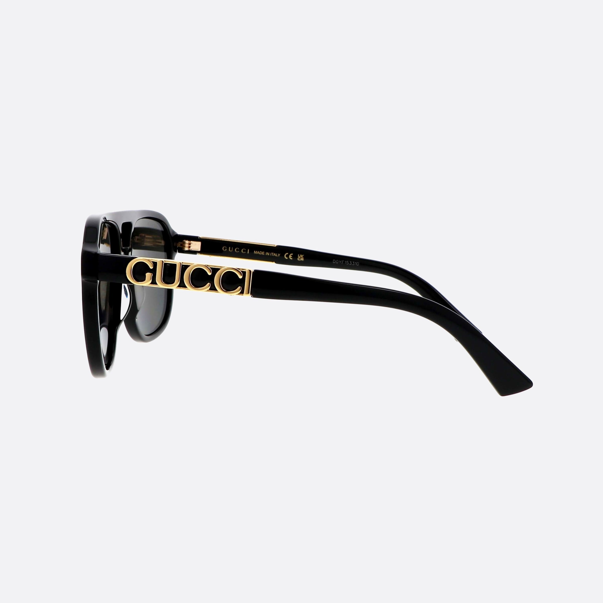 Gucci 58mm Black Pilot Polarized Unisex Sunglasses - Detail View