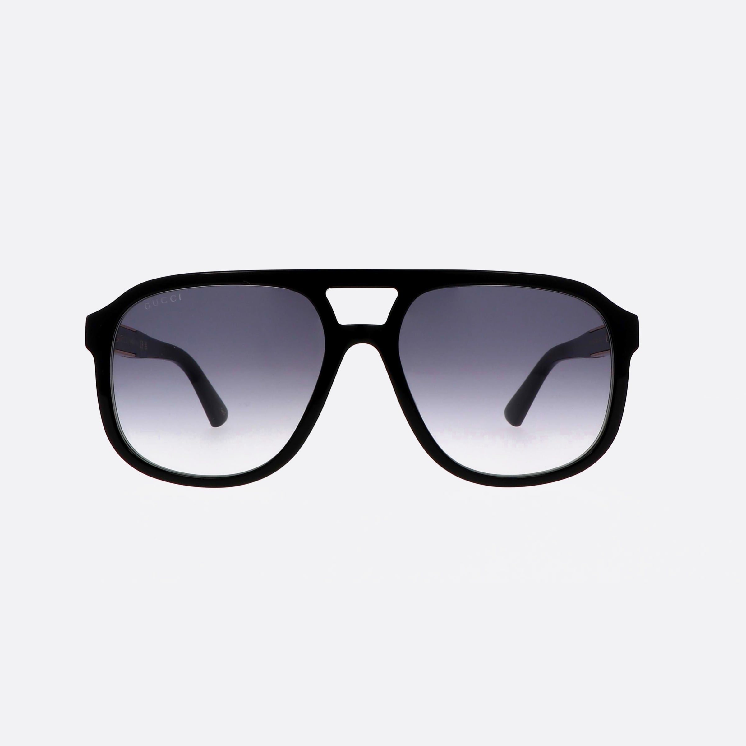 Gucci 58mm Black Pilot Unisex Sunglasses - Side View
