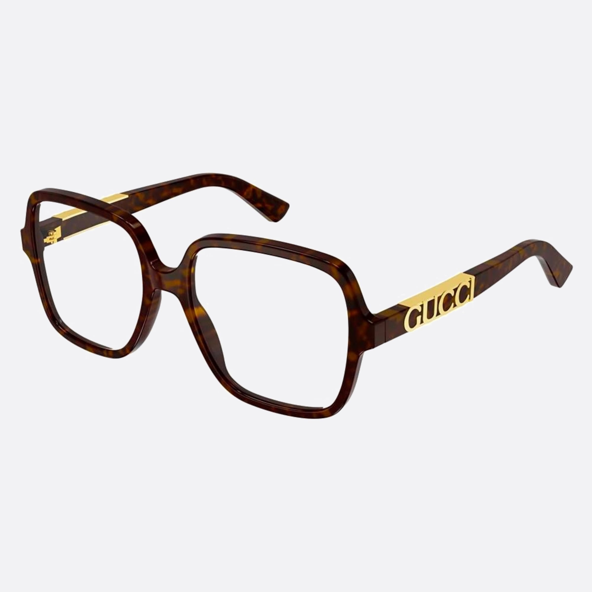 Gucci 56mm Havana Geometric Woman Eyeglasses - Side View