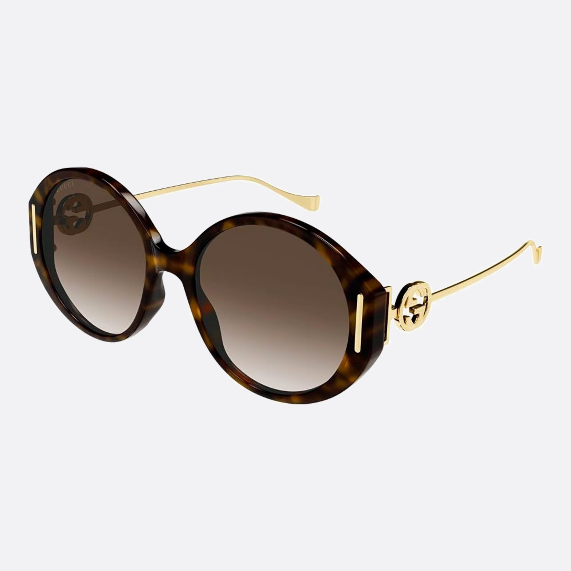 Gucci 57mm Havana Round Woman Sunglasses - Side View