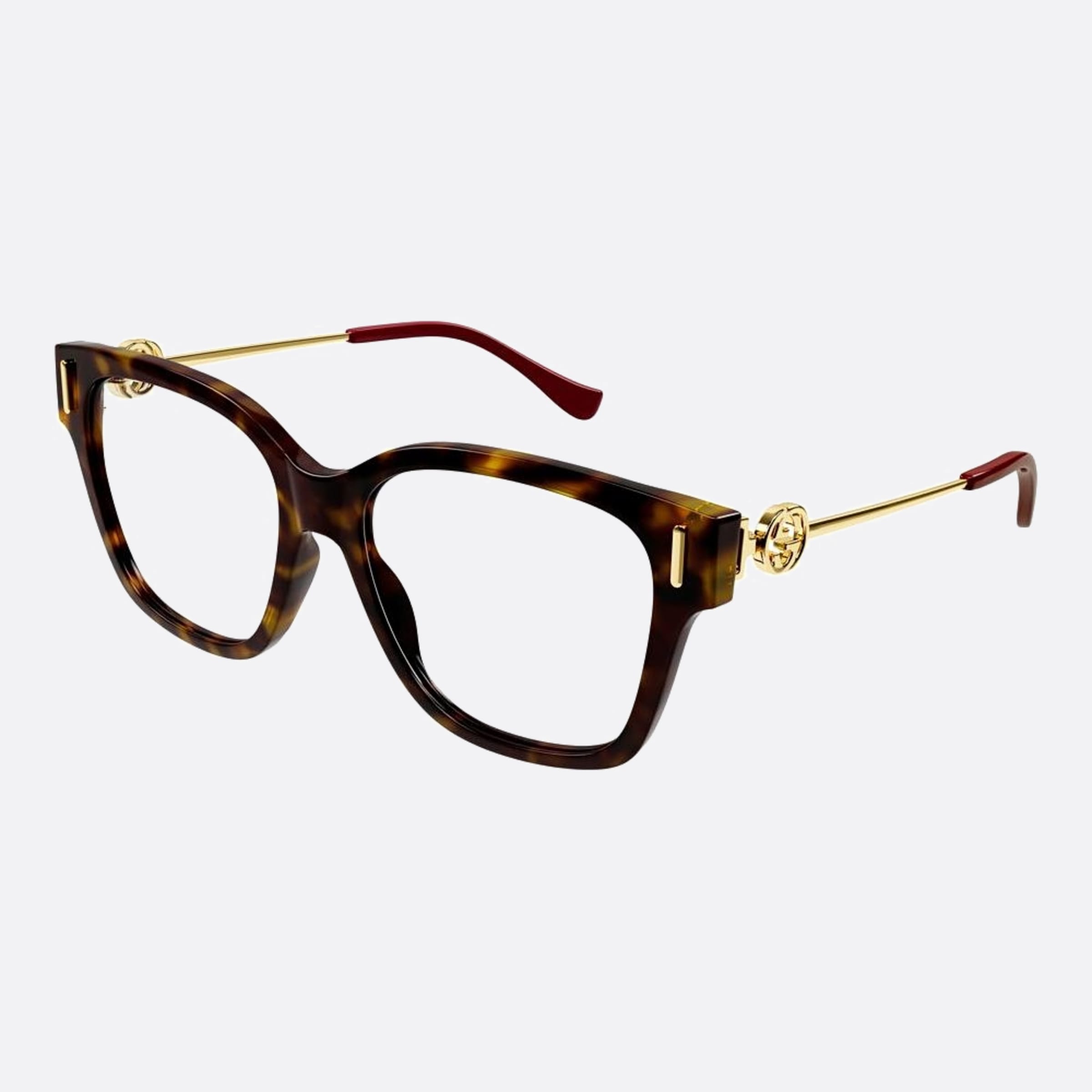 Gucci 55mm Havana Geometric Woman Eyeglasses - Side View