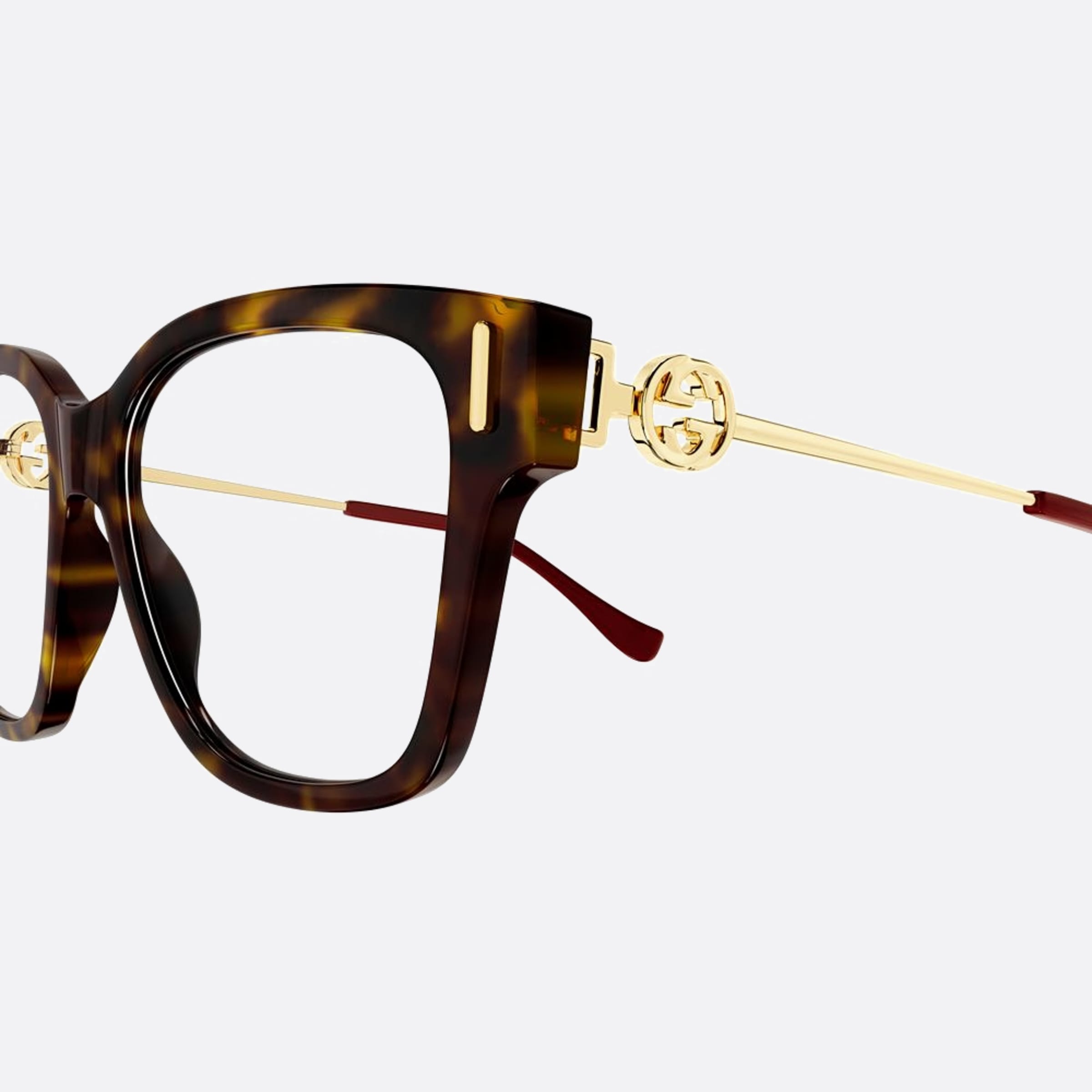 Gucci 55mm Havana Geometric Woman Eyeglasses - Detail View