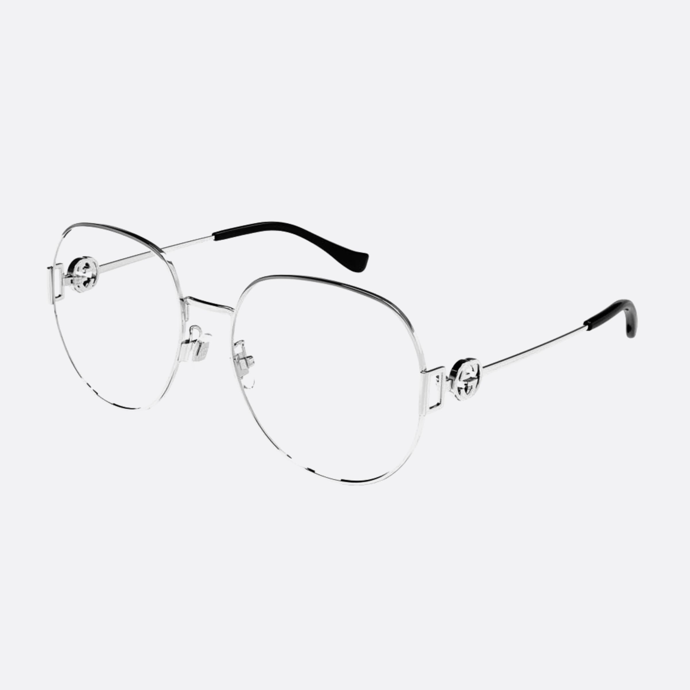 Gucci 58mm Silver Round Woman Eyeglasses - Side View