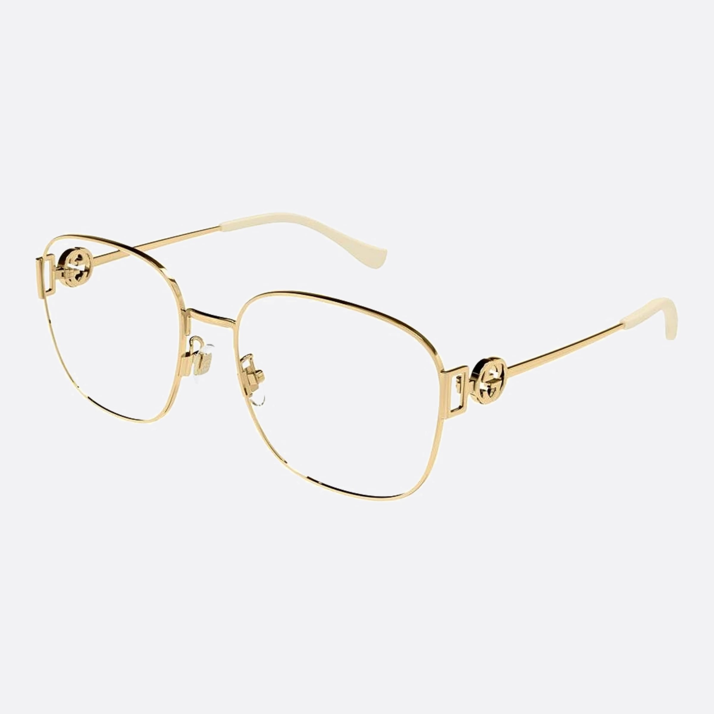 Gucci 57mm Gold Geometric Unisex Eyeglasses - Side View