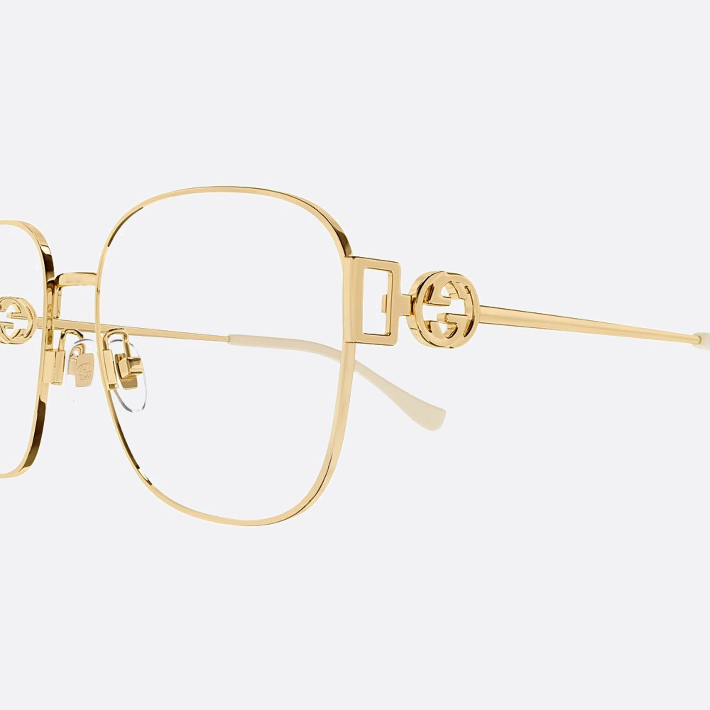 Gucci 57mm Gold Geometric Unisex Eyeglasses - Detail View
