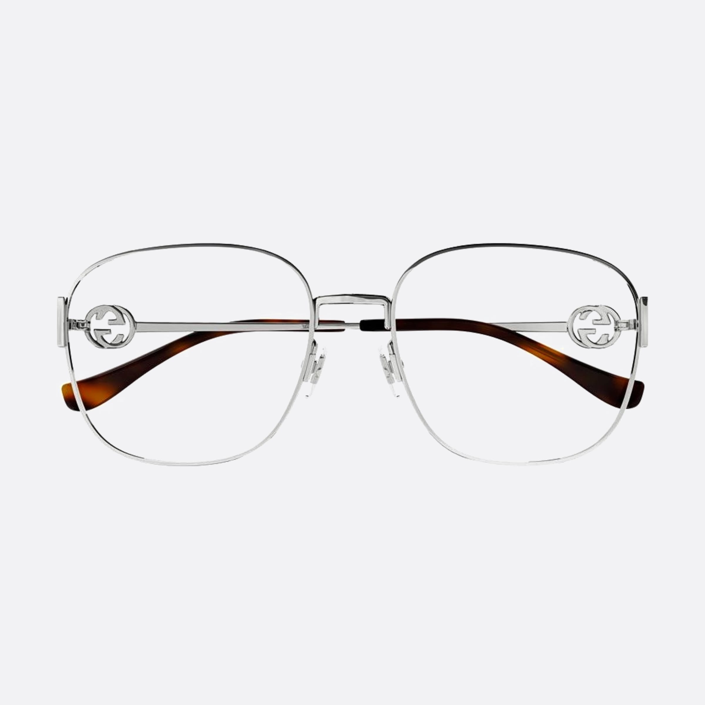 Gucci 57mm Silver Geometric Unisex Eyeglasses - Main View