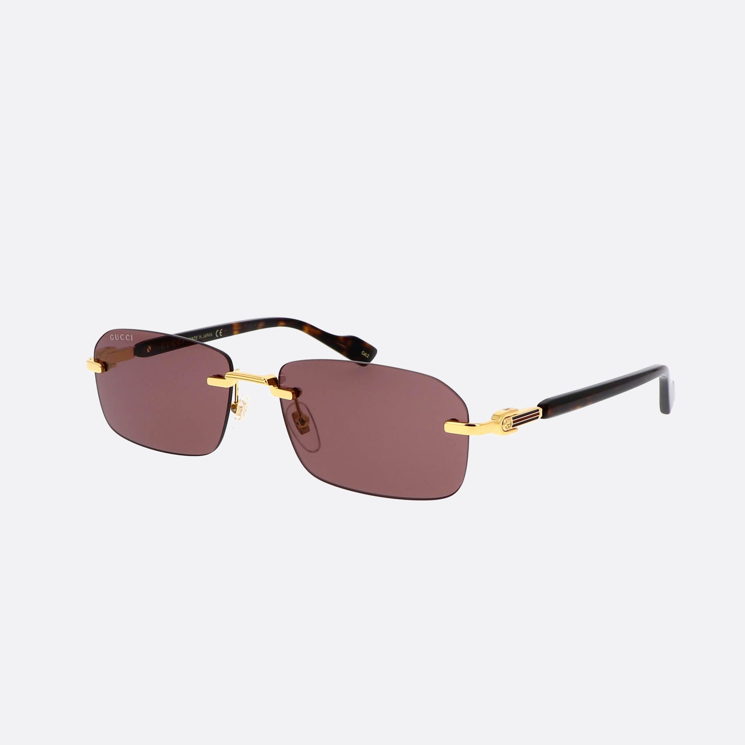 Gucci 56mm Gold Geometric Man Sunglasses - Main View