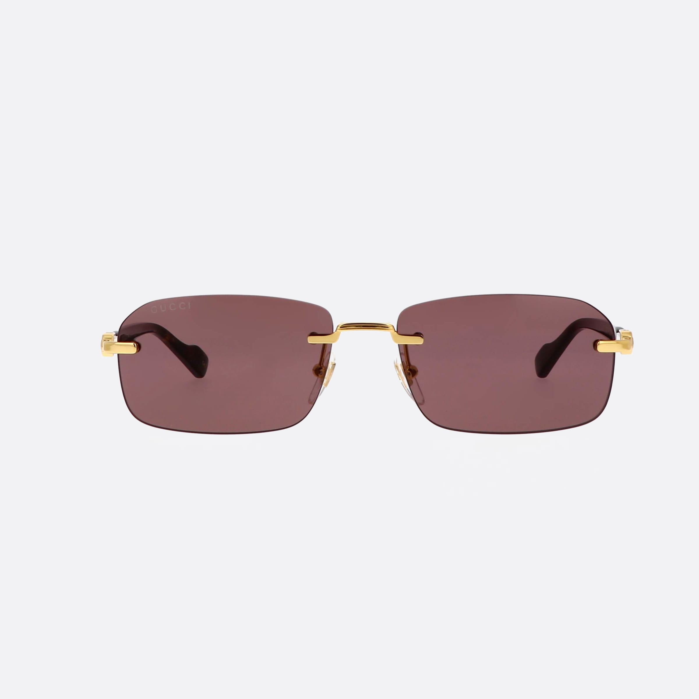 Gucci 56mm Gold Geometric Man Sunglasses - Side View