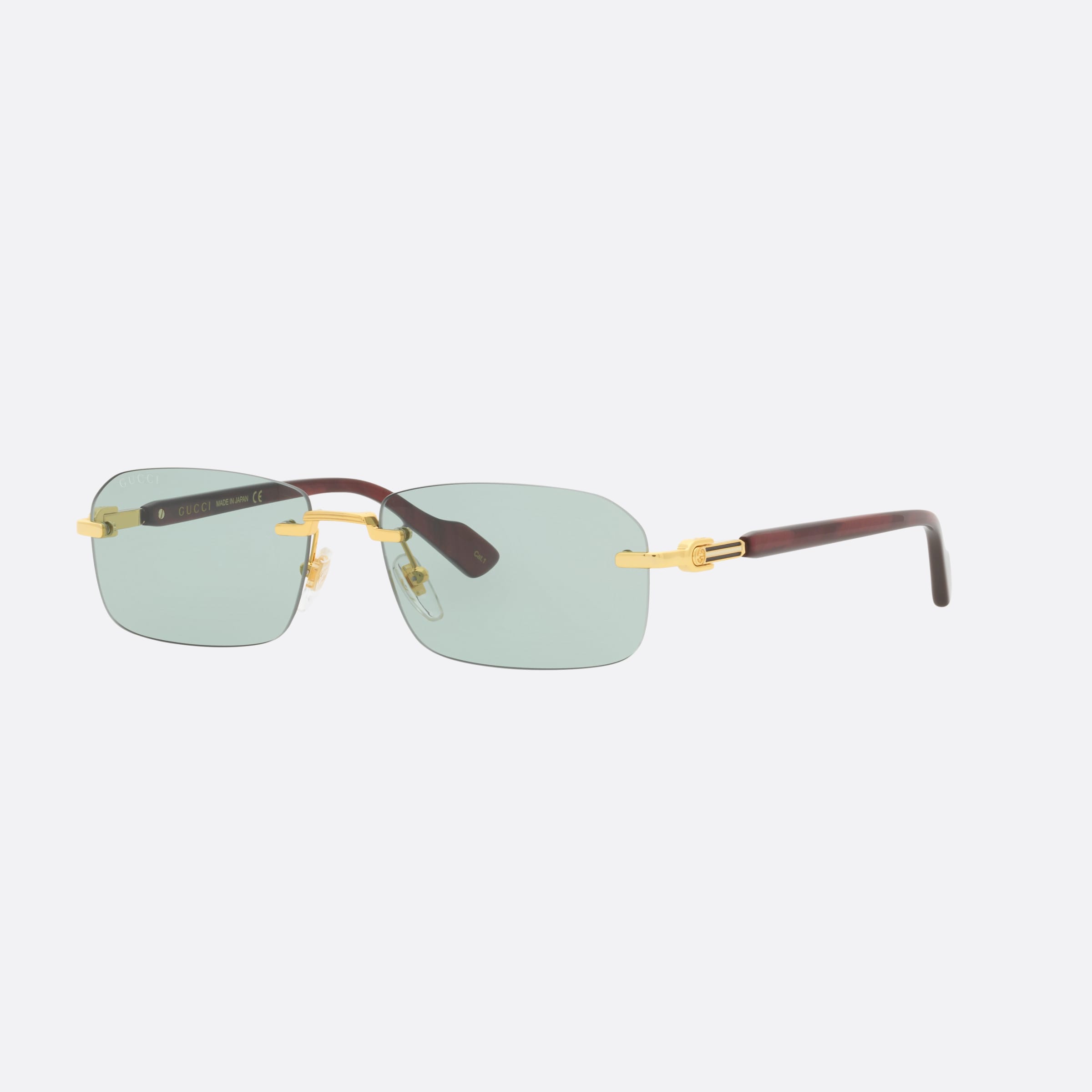 Gucci 56mm Gold Rectangle Man Sunglasses - Main View