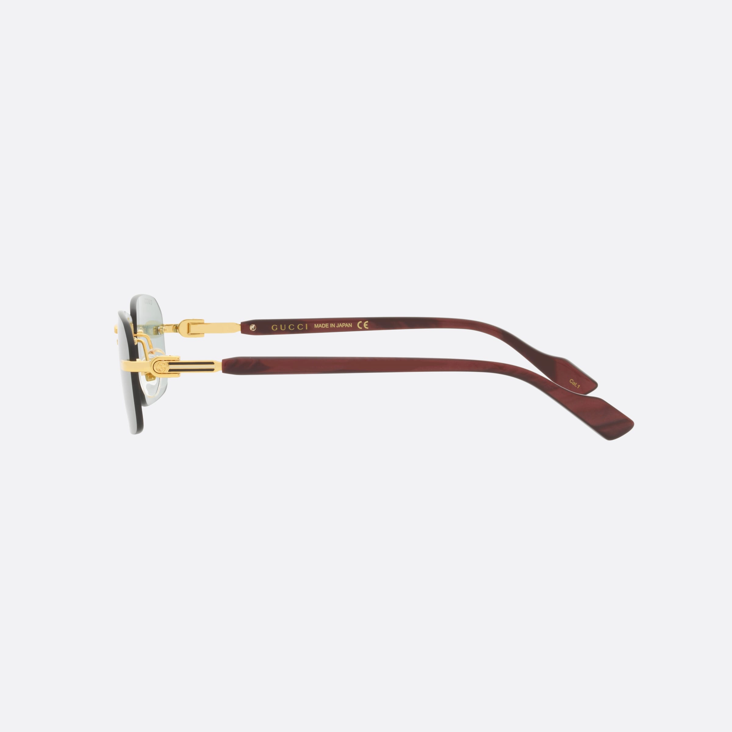 Gucci 56mm Gold Rectangle Man Sunglasses - Detail View