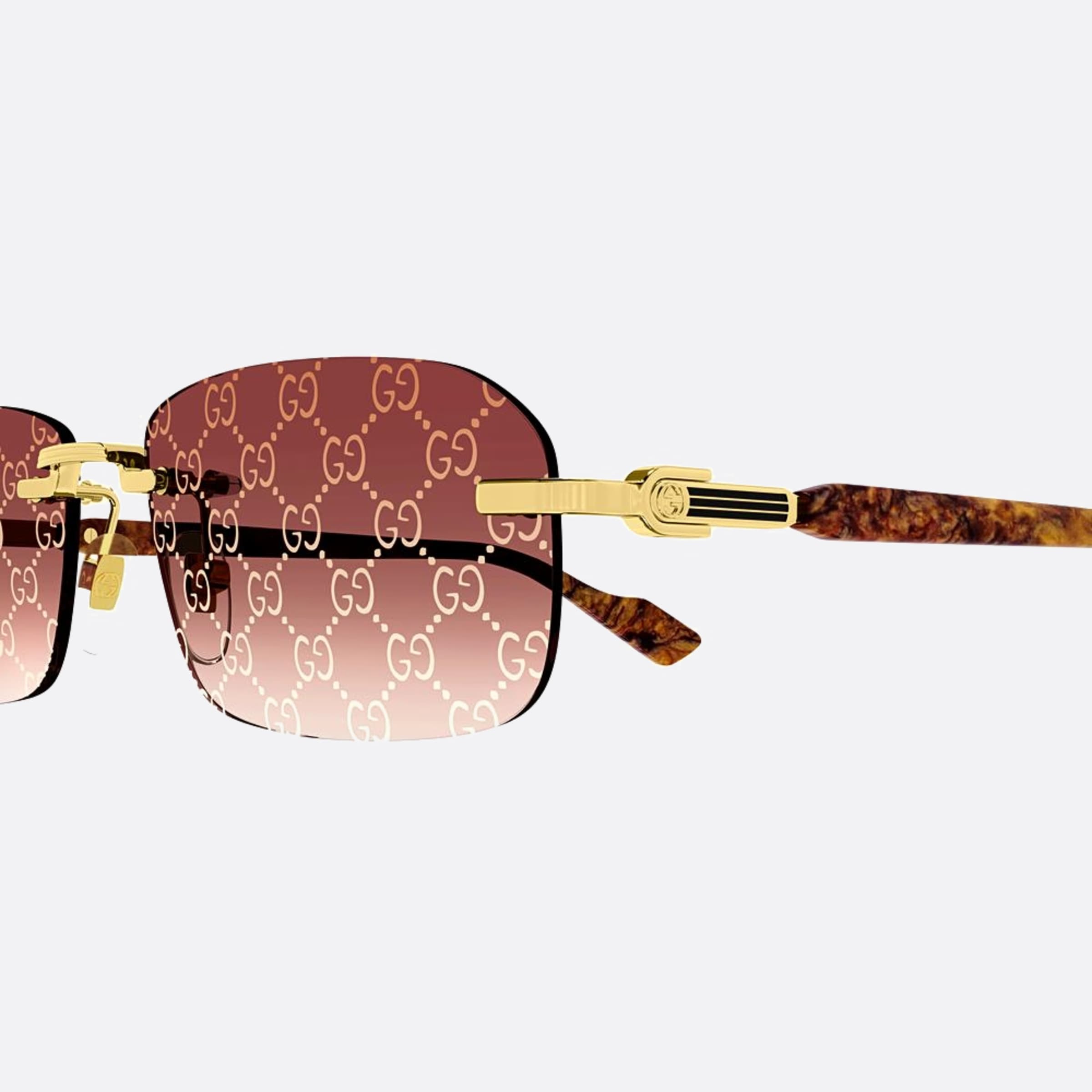 Gucci 56mm Nht Gold Geometric Man Sunglasses - Detail View