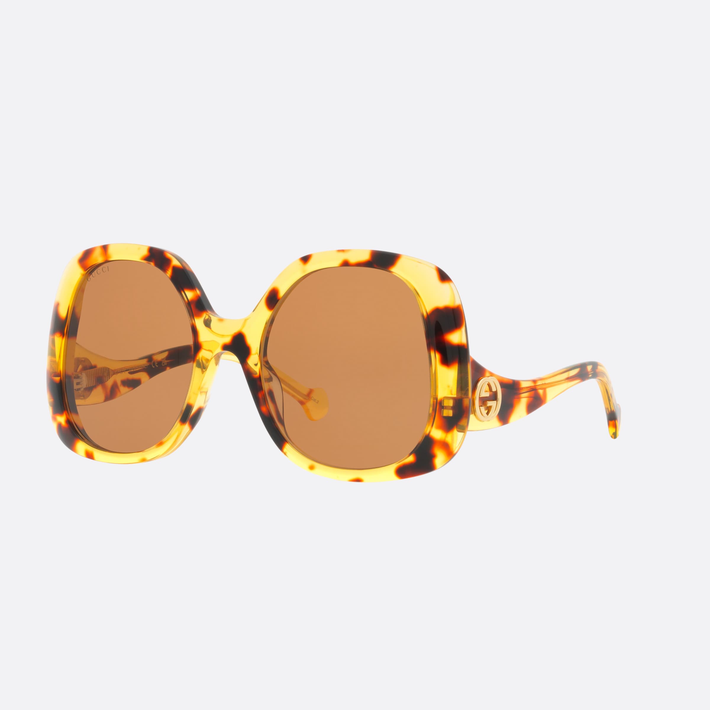 Gucci 55mm Nju Tortoise Round Women Sunglasses - Main View