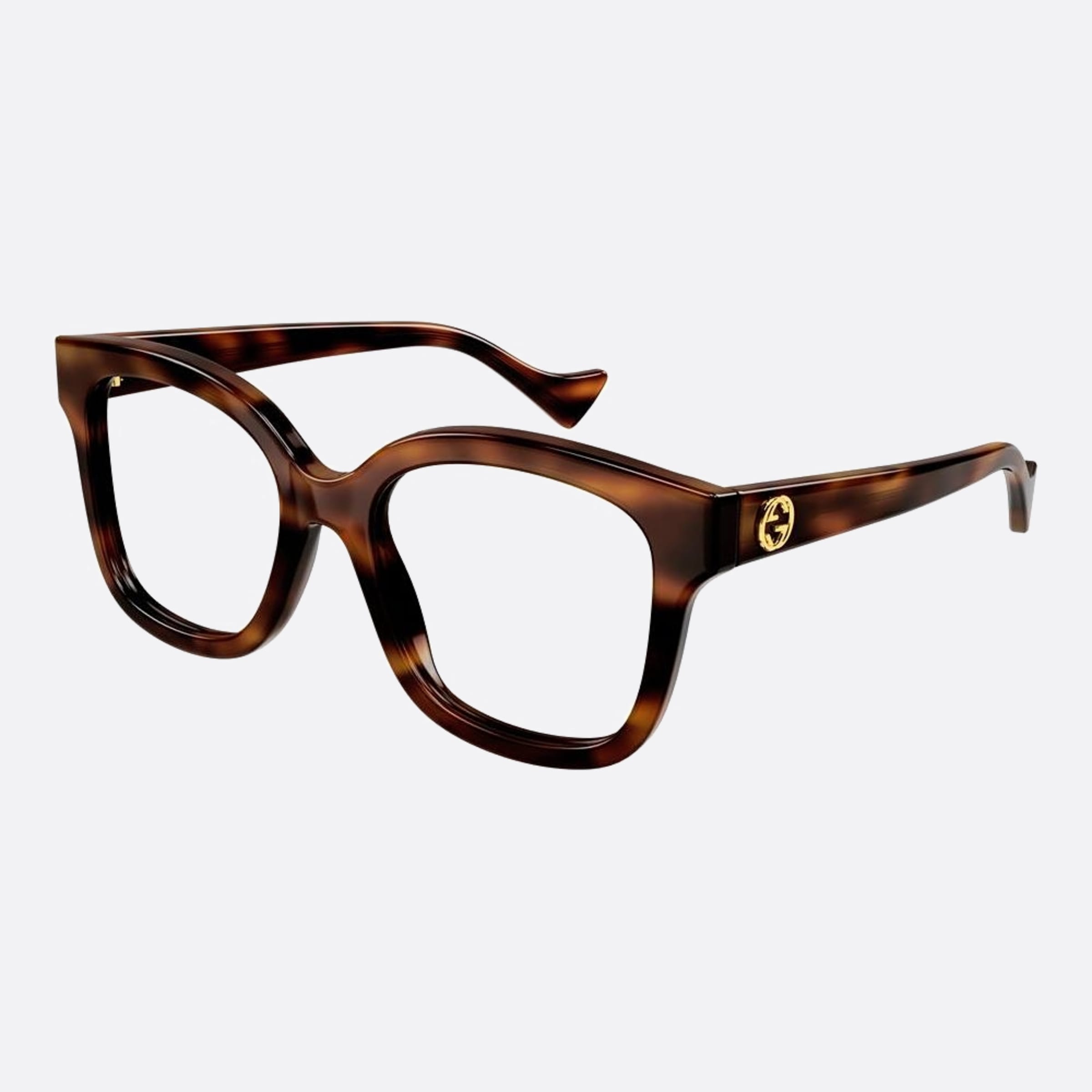 Gucci 53mm Drt Havana Geometric Woman Eyeglasses - Side View