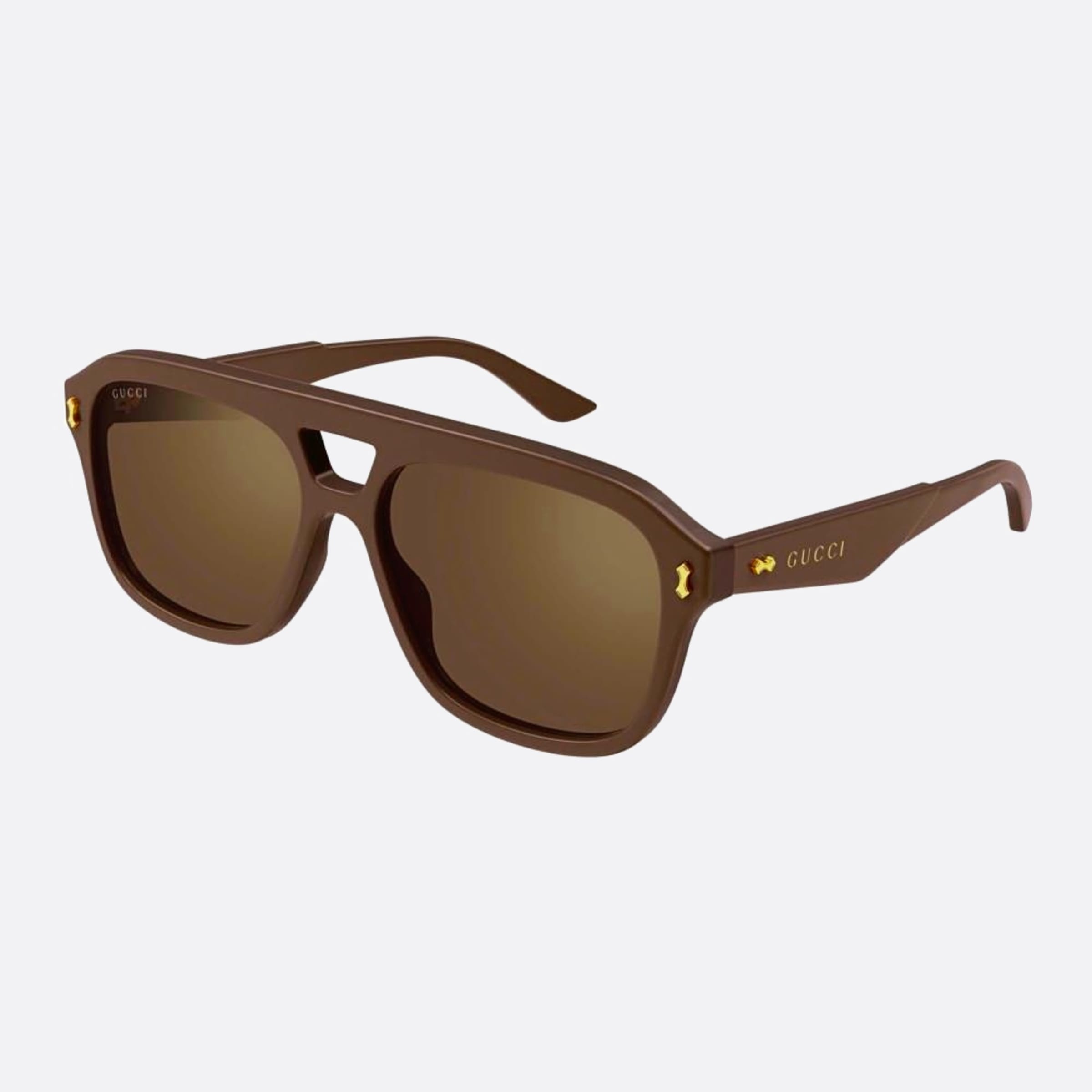 Gucci 57mm Swb Brown Pilot Men Sunglasses - Side View