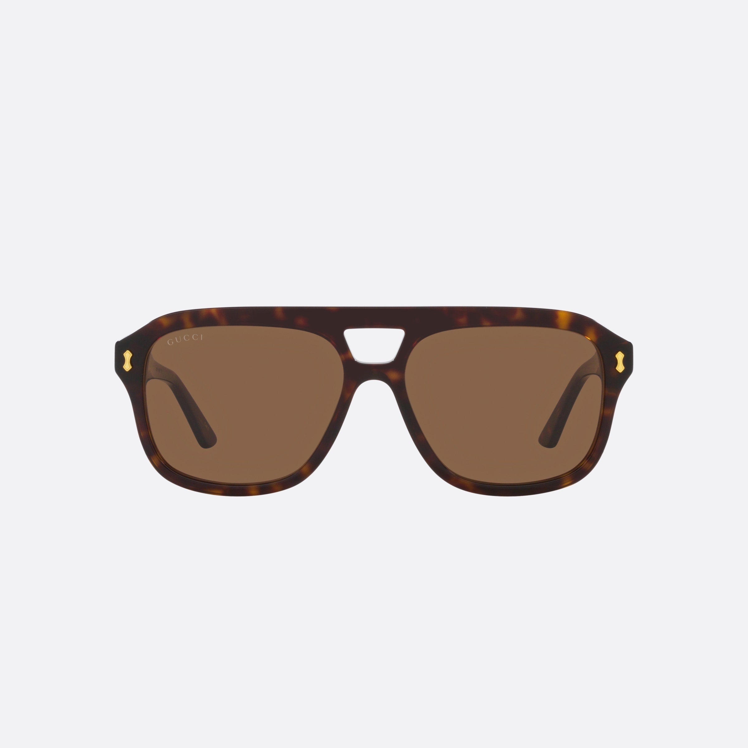 Gucci 57mm Tortoise Rectangle Man Sunglasses - Side View